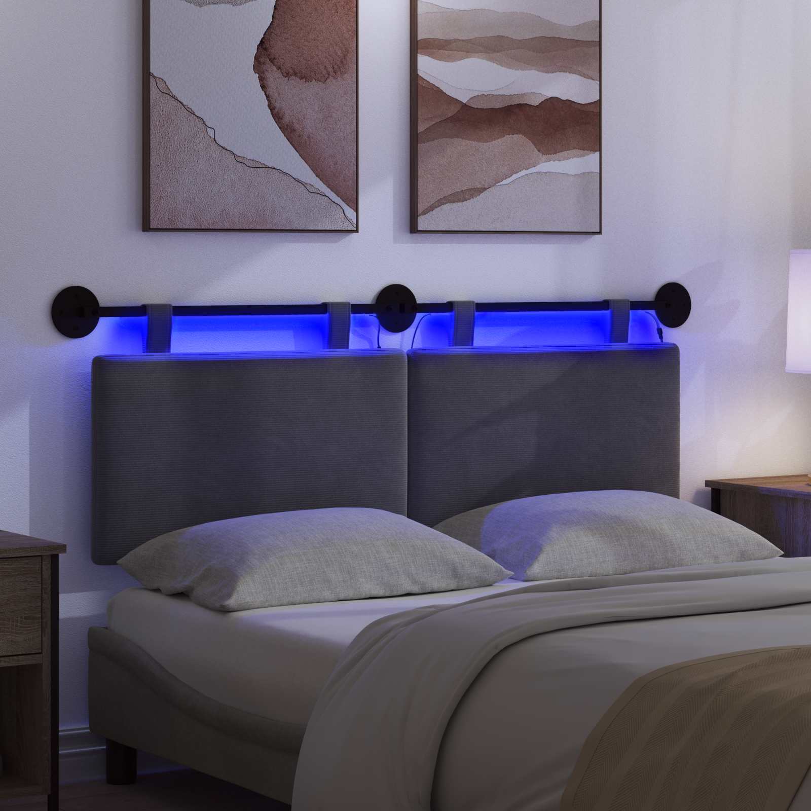Tête de lit suspendue Gris foncé Tissu en velours côtelé - XIOS