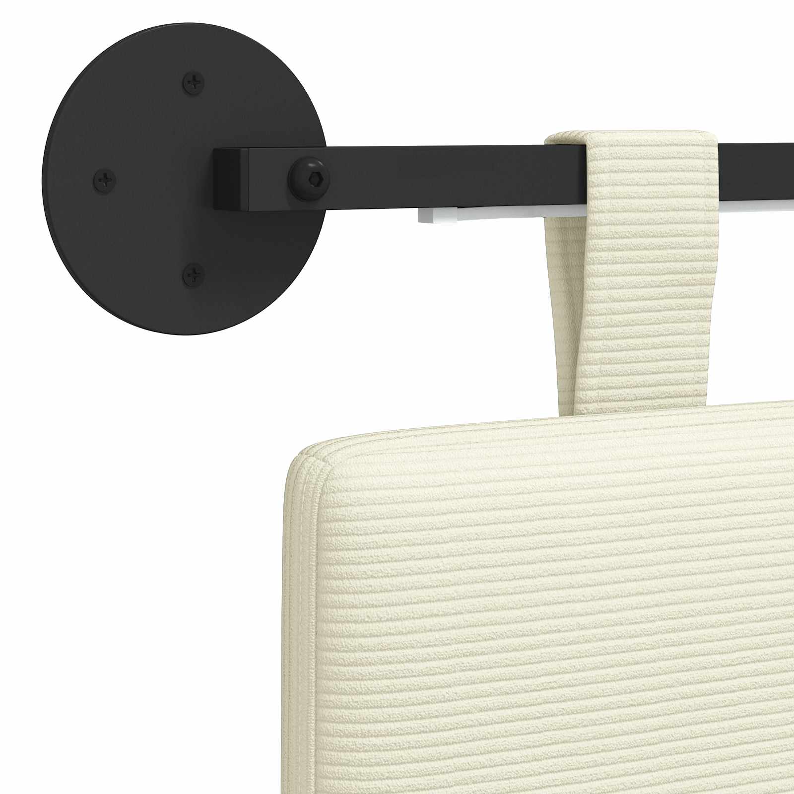 Tête de lit suspendue Crème Tissu en velours côtelé - XIOS