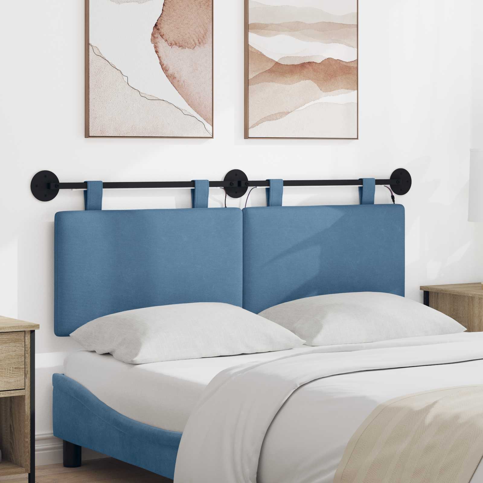 Tête de lit suspendue Bleu Tissu en velours côtelé - XIOS