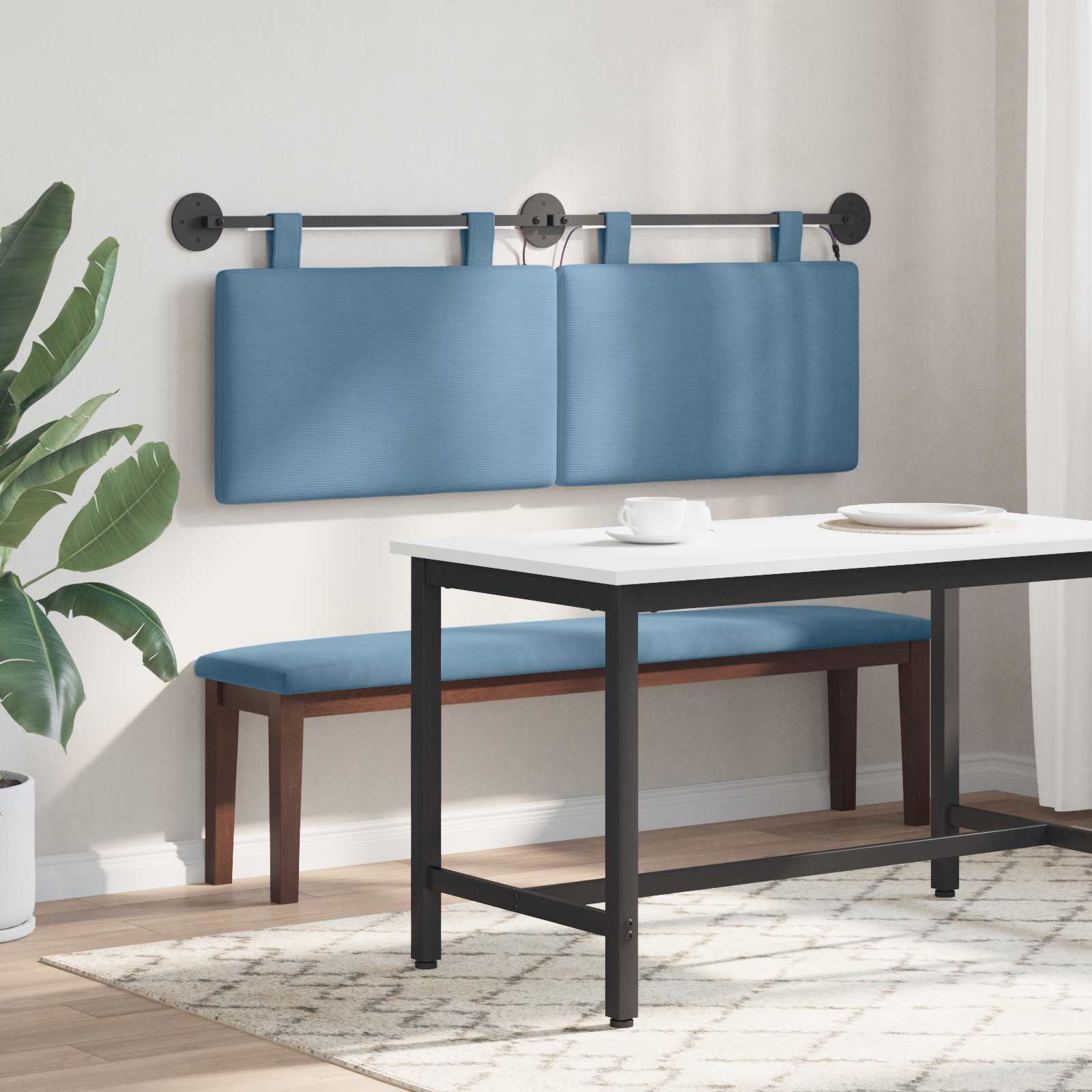 Tête de lit suspendue Bleu Tissu en velours côtelé - XIOS