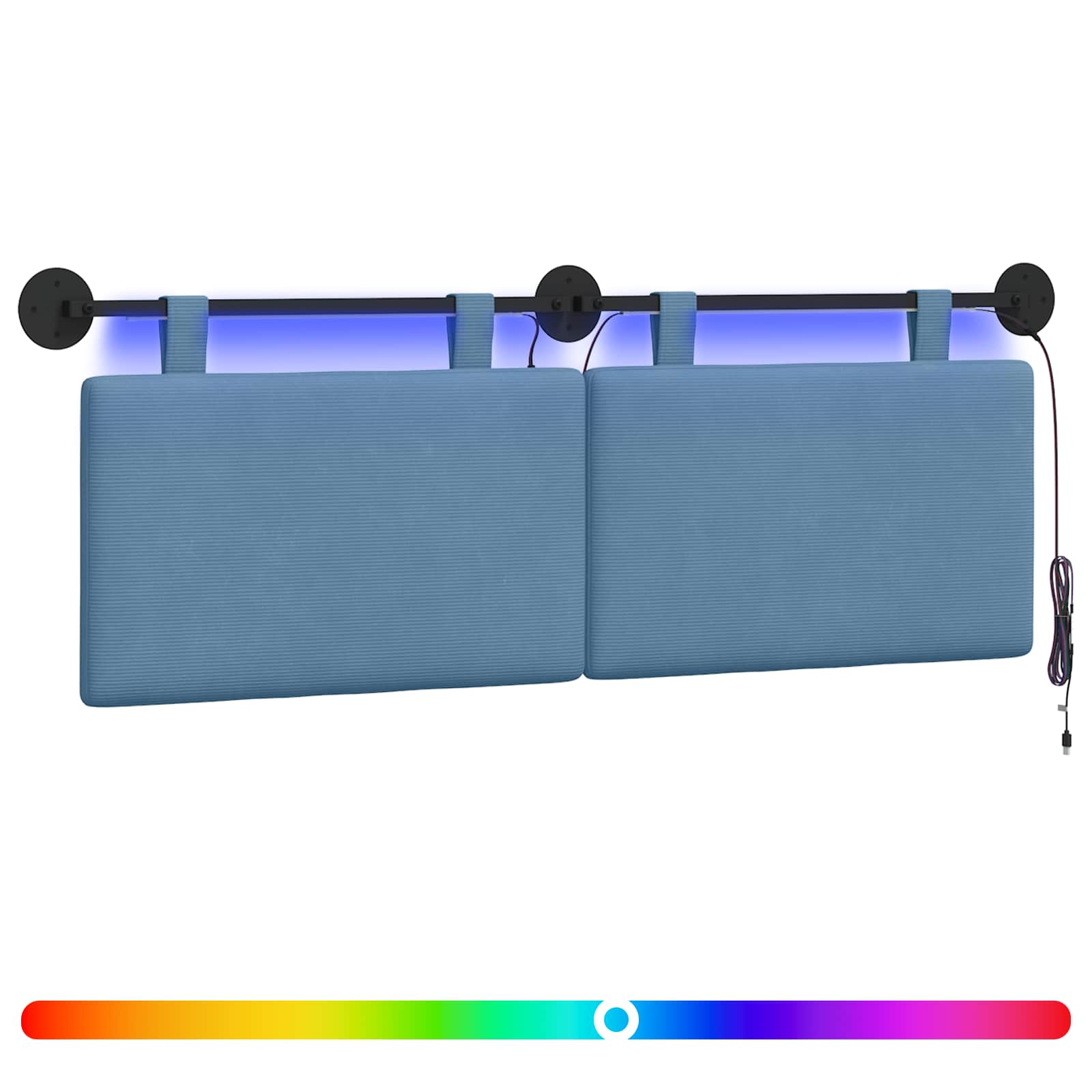 Tête de lit suspendue Bleu Tissu en velours côtelé - XIOS