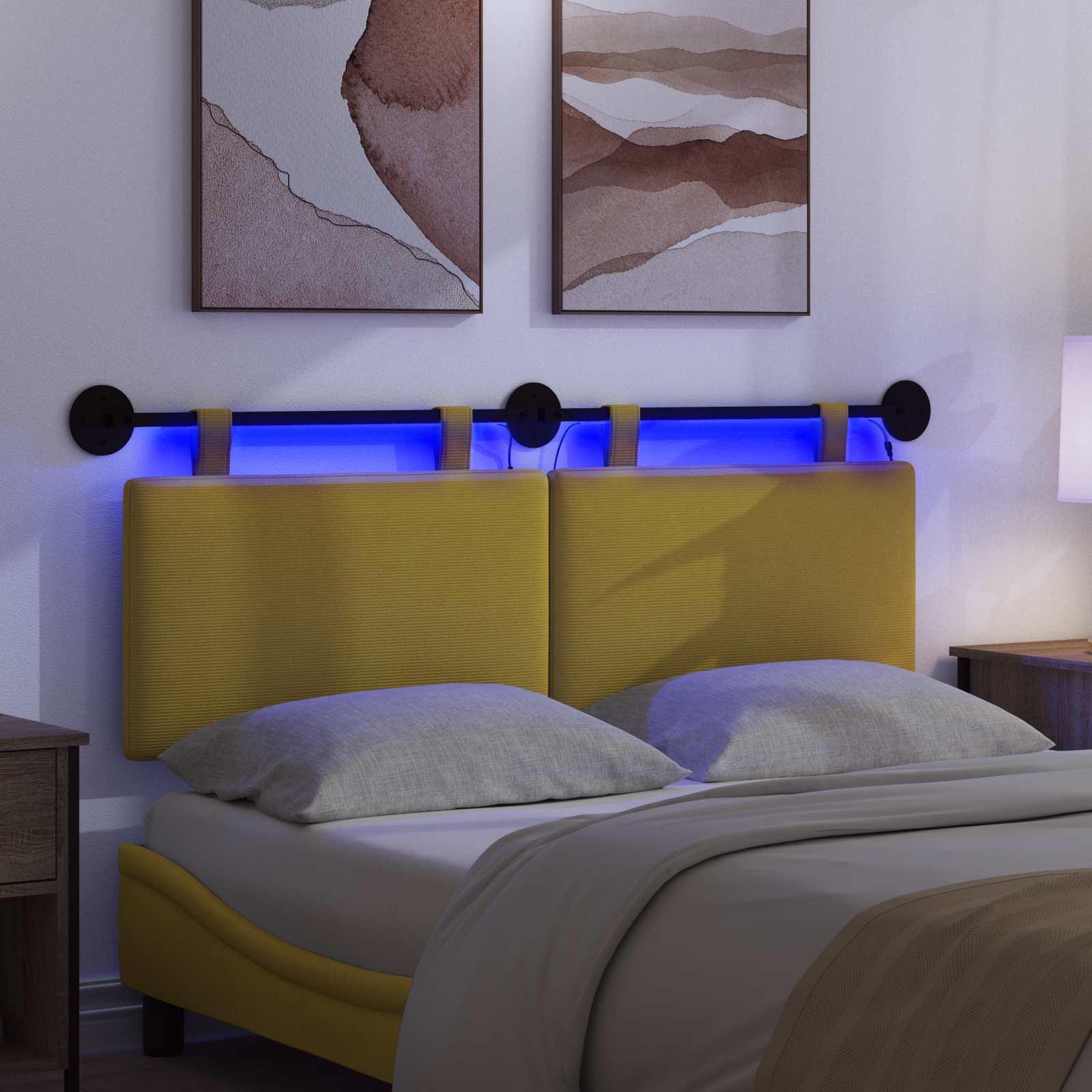 Tête de lit suspendue Jaune clair Tissu en velours côtelé - XIOS