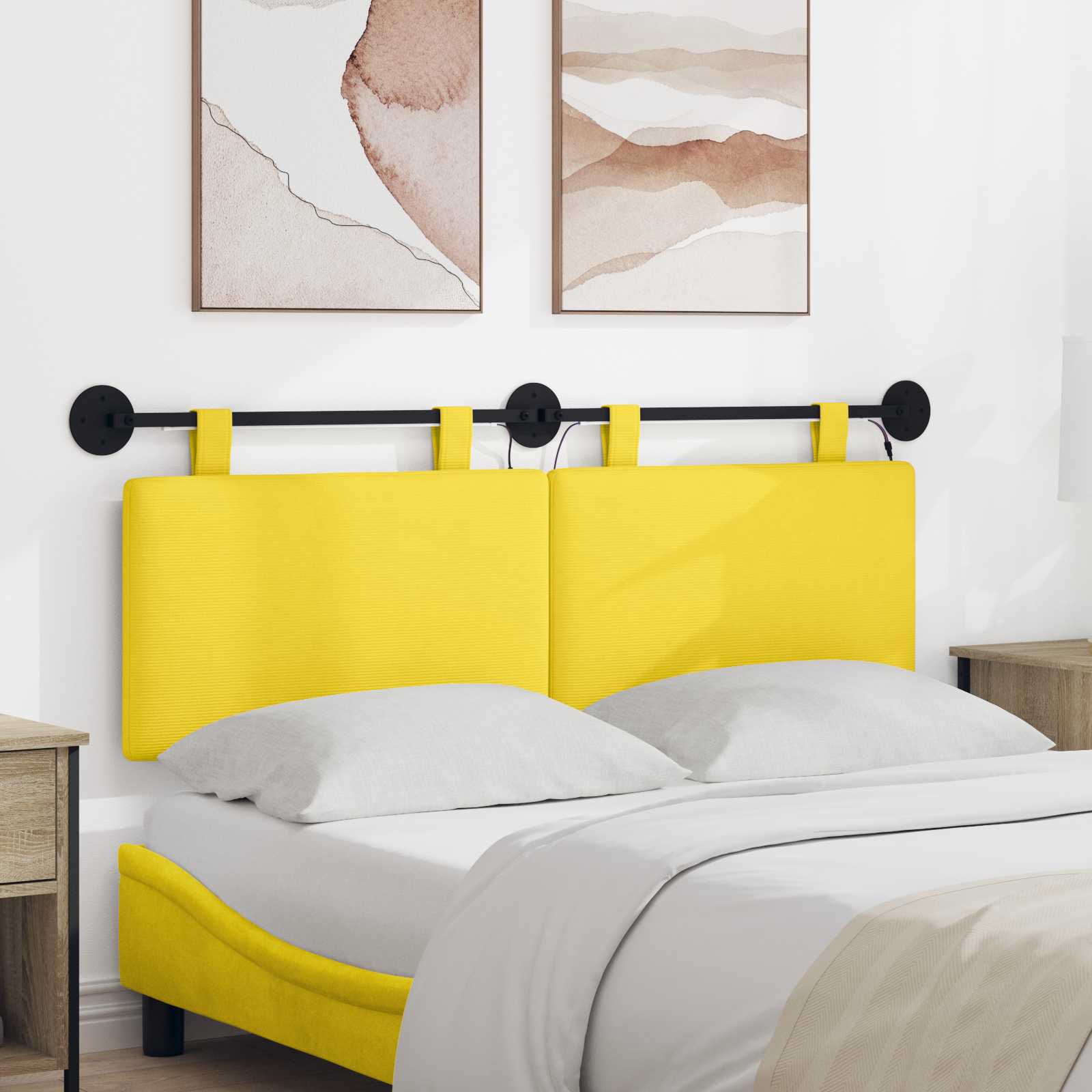 Tête de lit suspendue Jaune clair Tissu en velours côtelé - XIOS