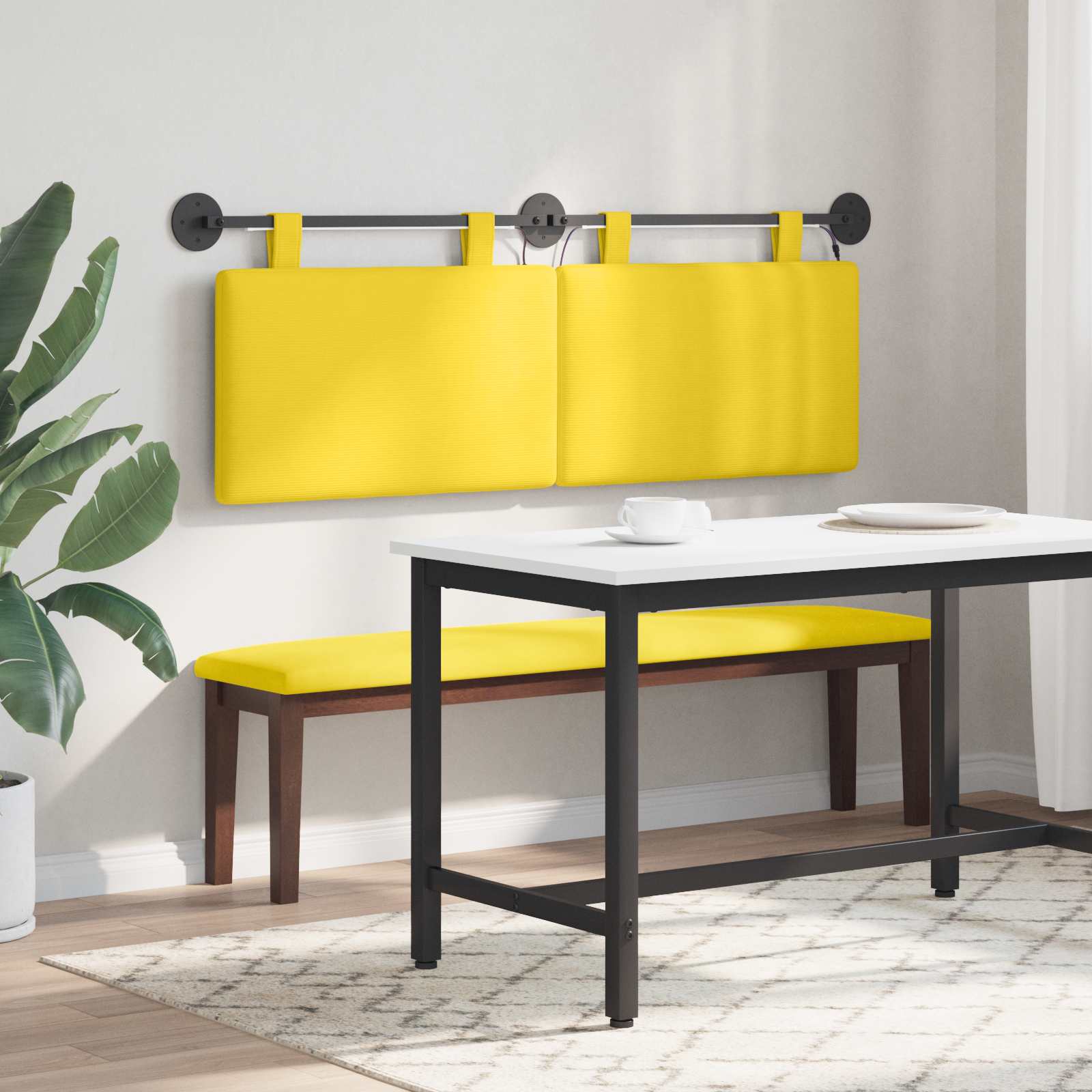 Tête de lit suspendue Jaune clair Tissu en velours côtelé - XIOS