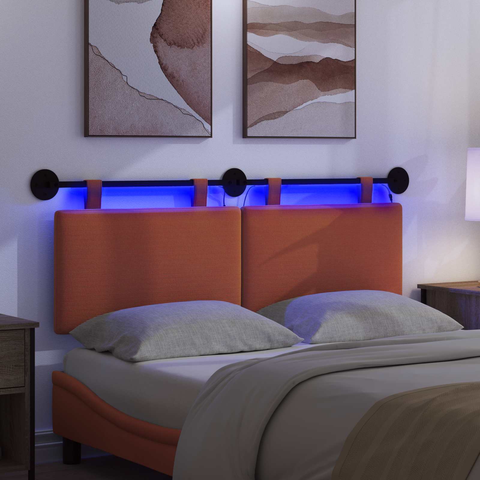 Tête de lit suspendue Orange Tissu en velours côtelé - XIOS