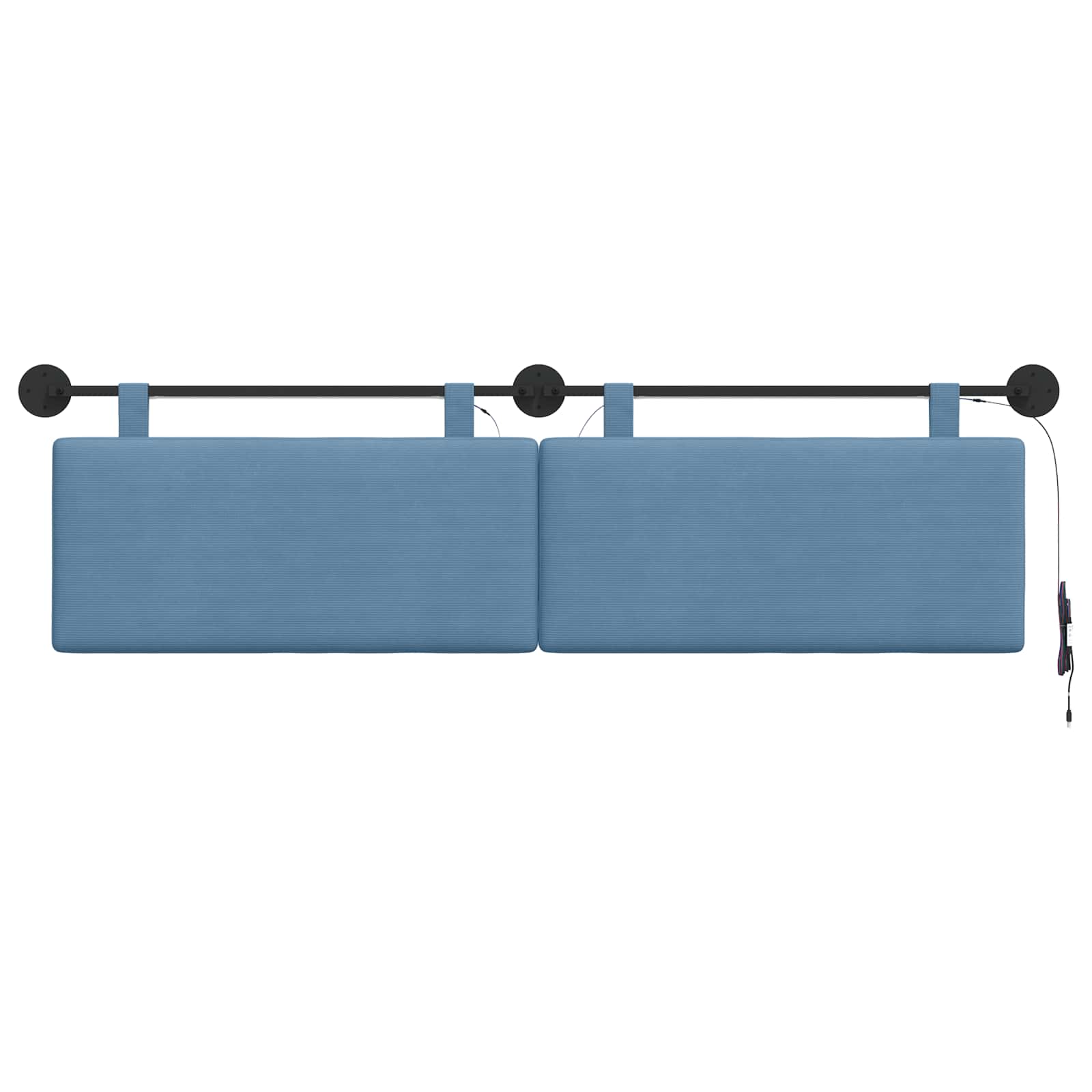 Tête de lit suspendue Bleu Tissu en velours côtelé - XIOS