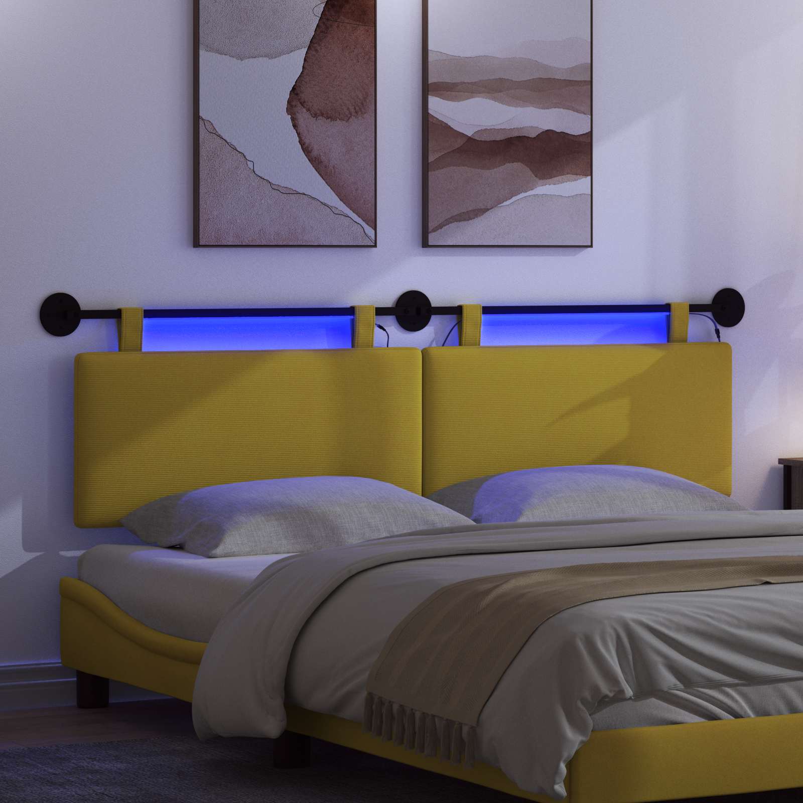 Tête de lit suspendue Jaune clair Tissu en velours côtelé - XIOS