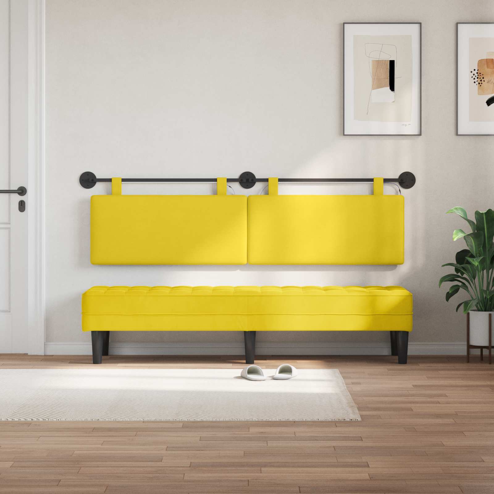 Tête de lit suspendue Jaune clair Tissu en velours côtelé - XIOS
