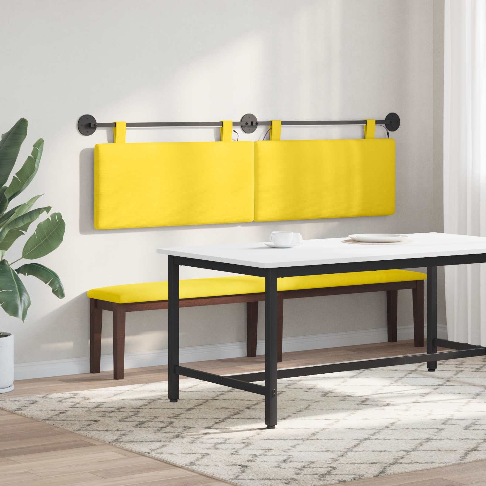 Tête de lit suspendue Jaune clair Tissu en velours côtelé - XIOS