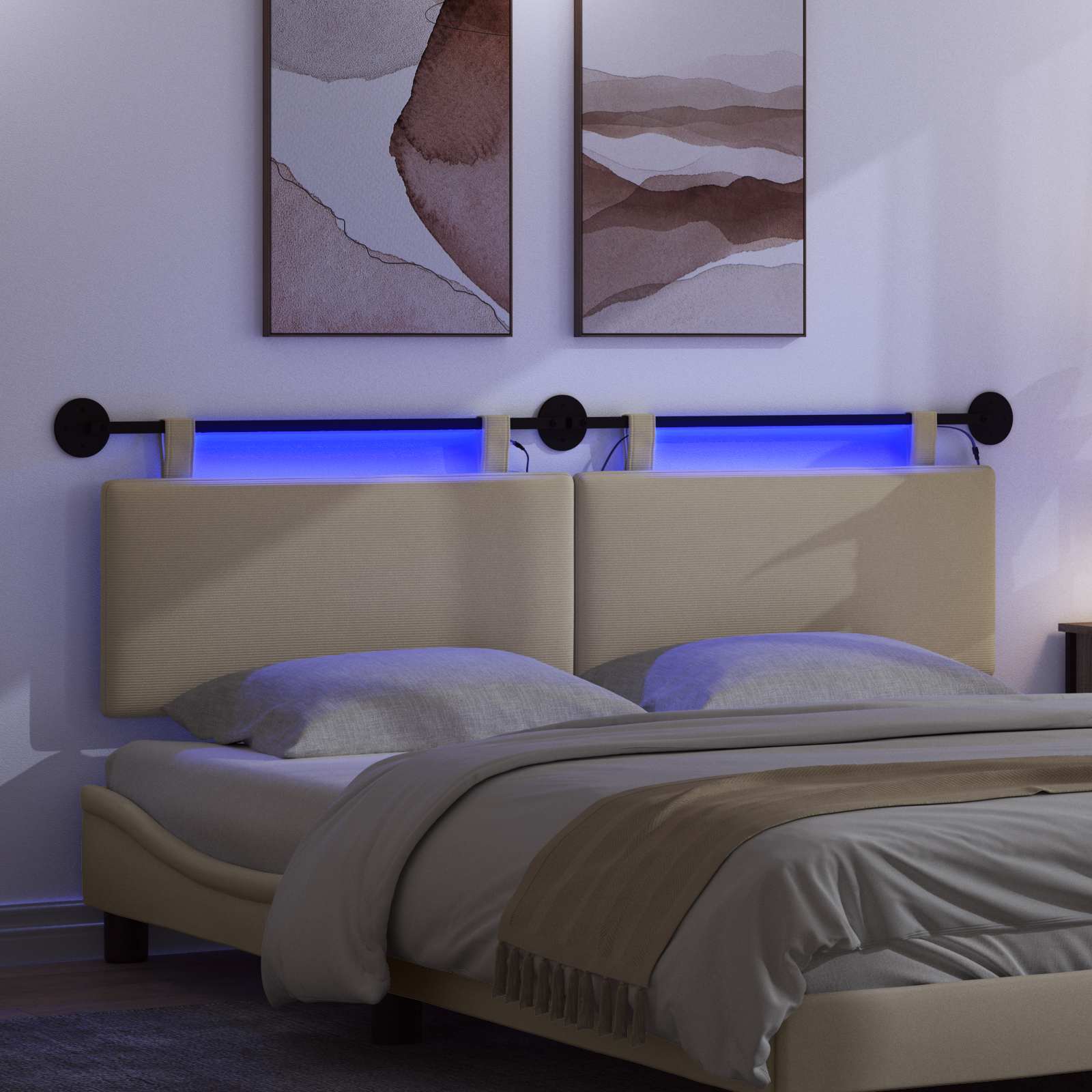 Tête de lit suspendue Gris Vert Clair Tissu en velours côtelé - XIOS