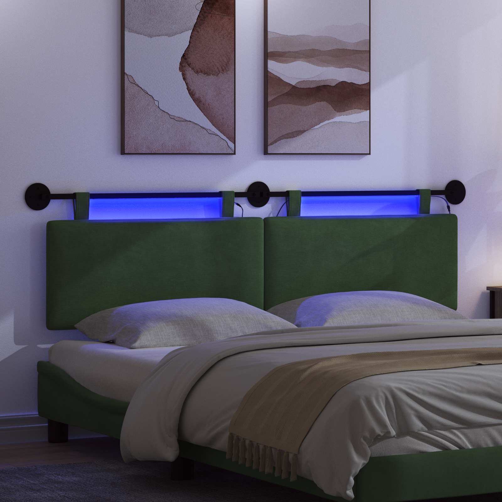 Tête de lit suspendue Vert Jungle Tissu en velours côtelé - XIOS