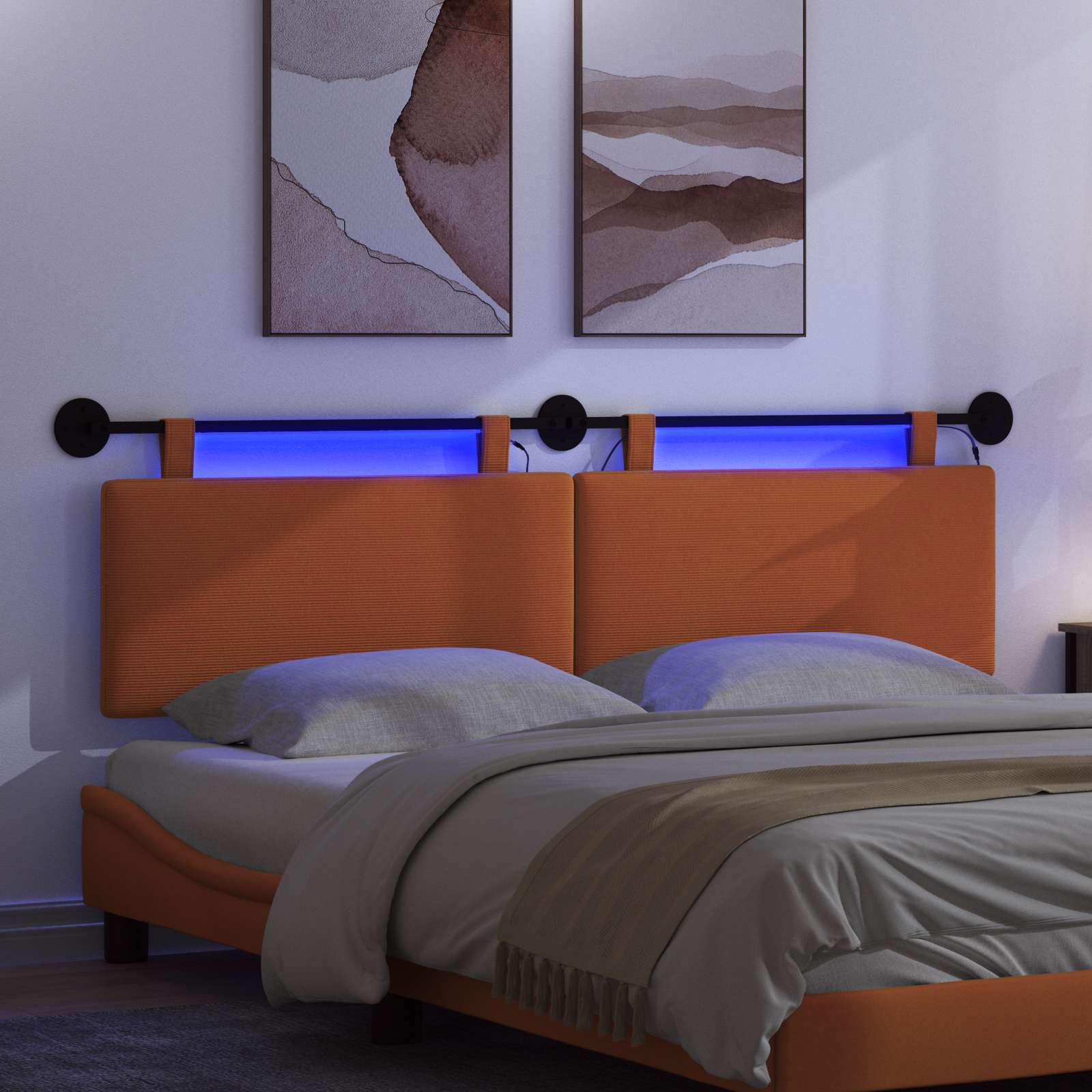 Tête de lit suspendue Orange Tissu en velours côtelé - XIOS