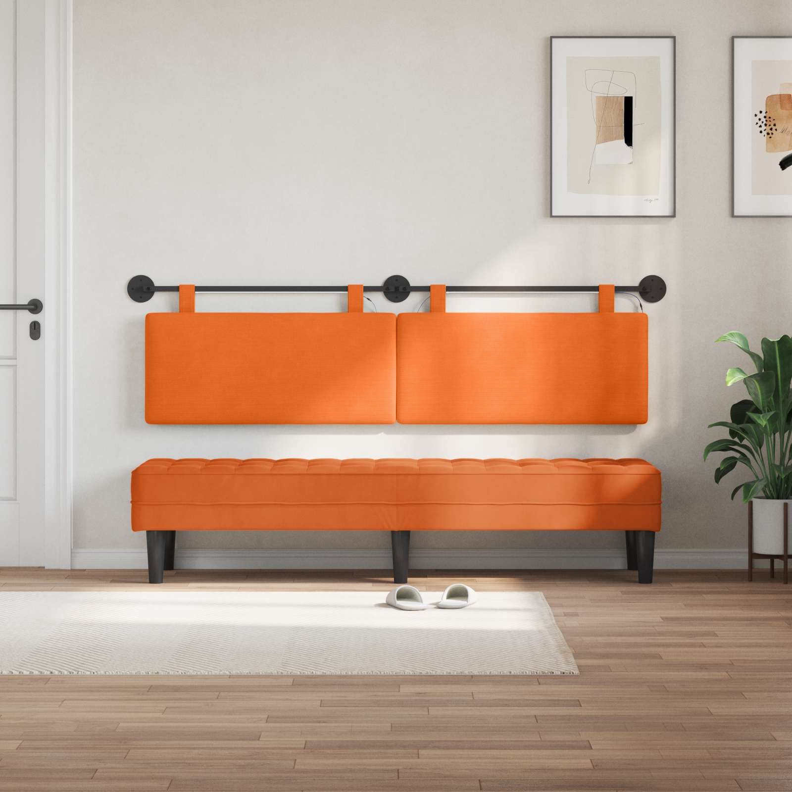 Tête de lit suspendue Orange Tissu en velours côtelé - XIOS