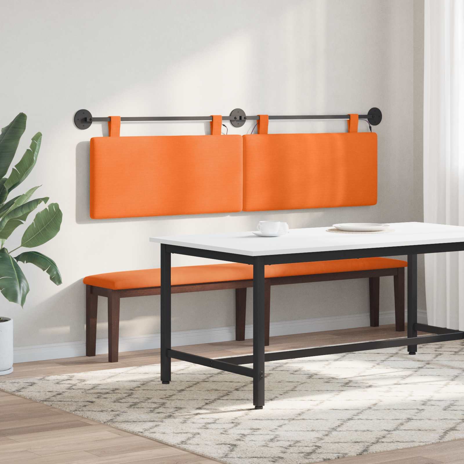 Tête de lit suspendue Orange Tissu en velours côtelé - XIOS