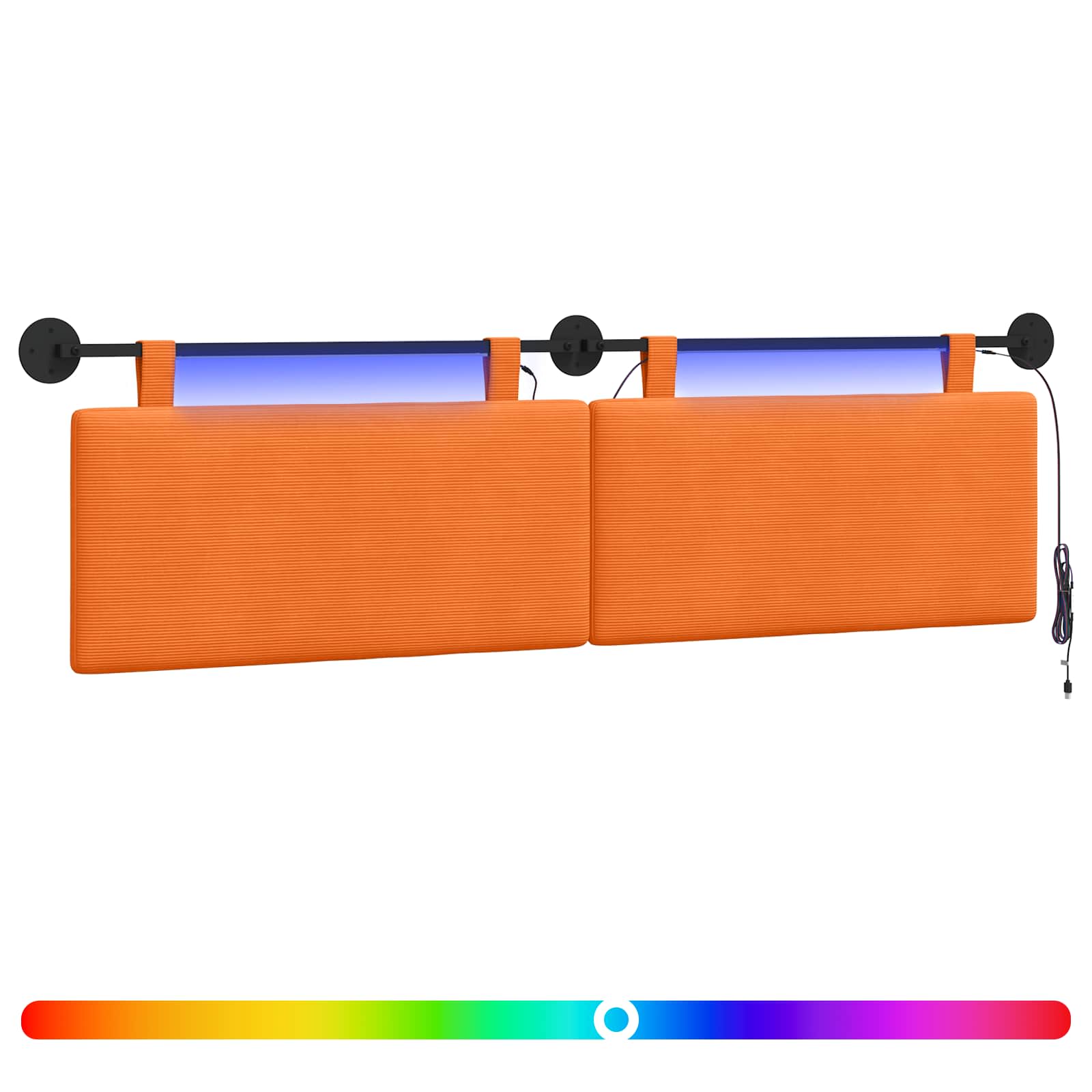 Tête de lit suspendue Orange Tissu en velours côtelé - XIOS