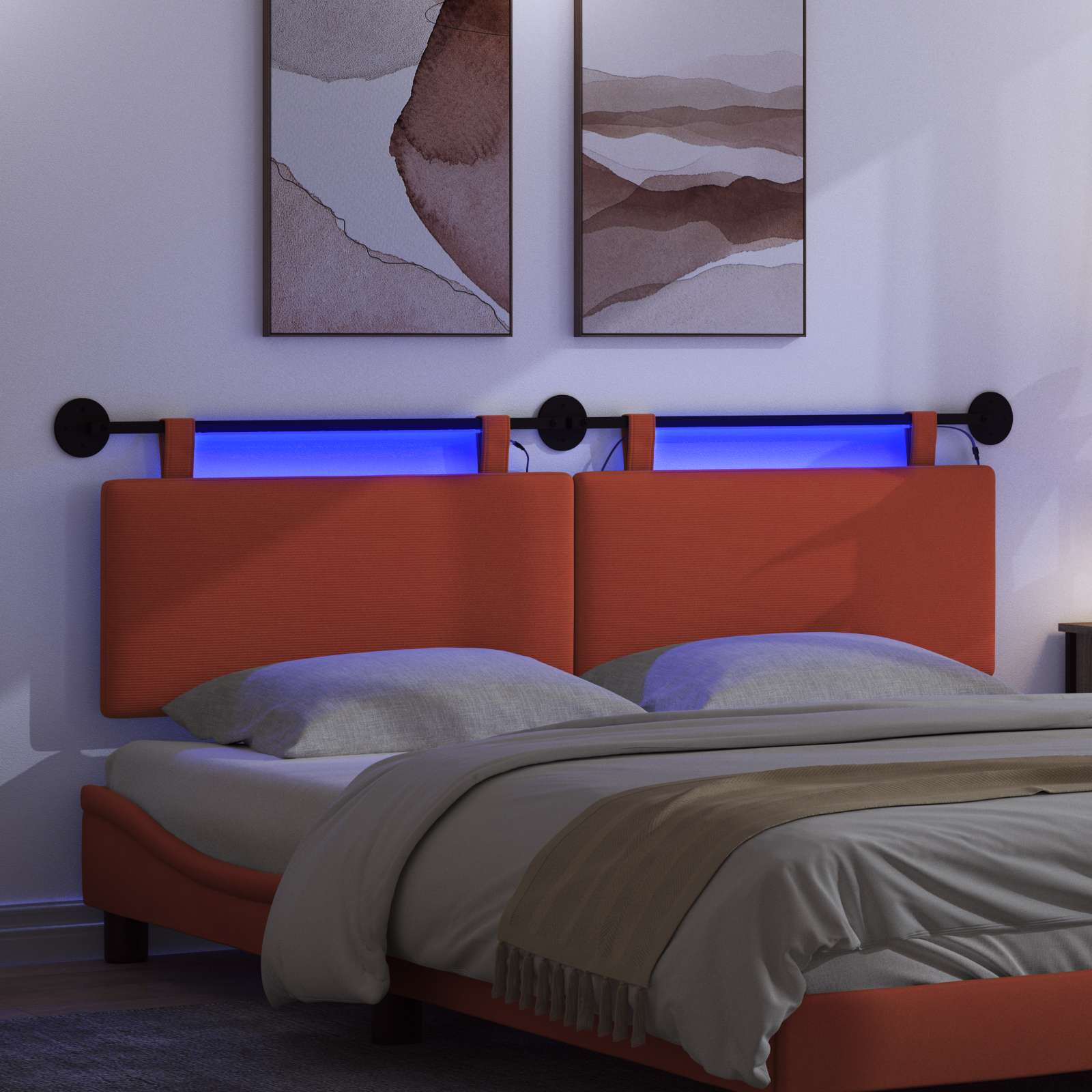 Tête de lit suspendue Rouge orange Tissu en velours côtelé - XIOS