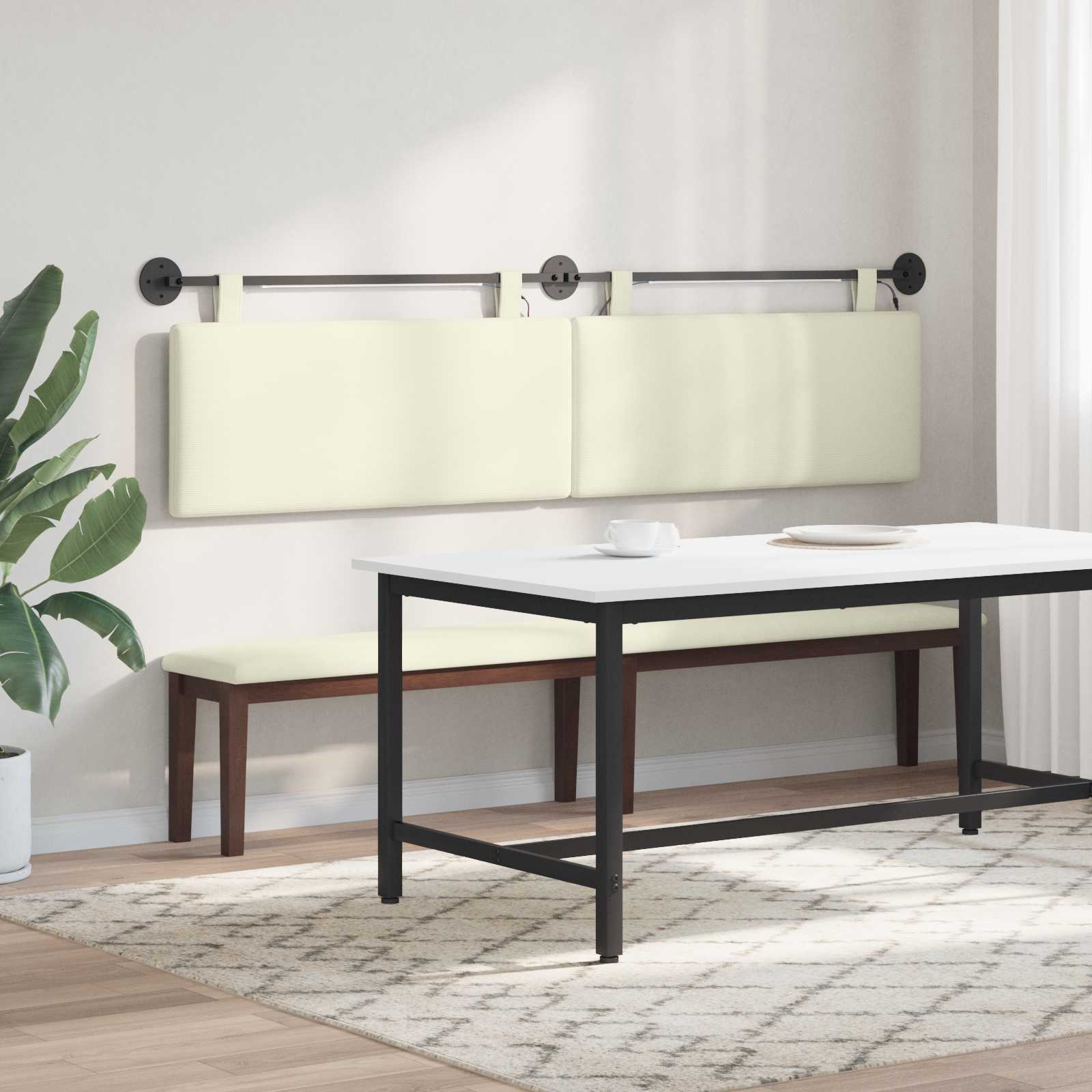 Tête de lit suspendue Crème Tissu en velours côtelé - XIOS