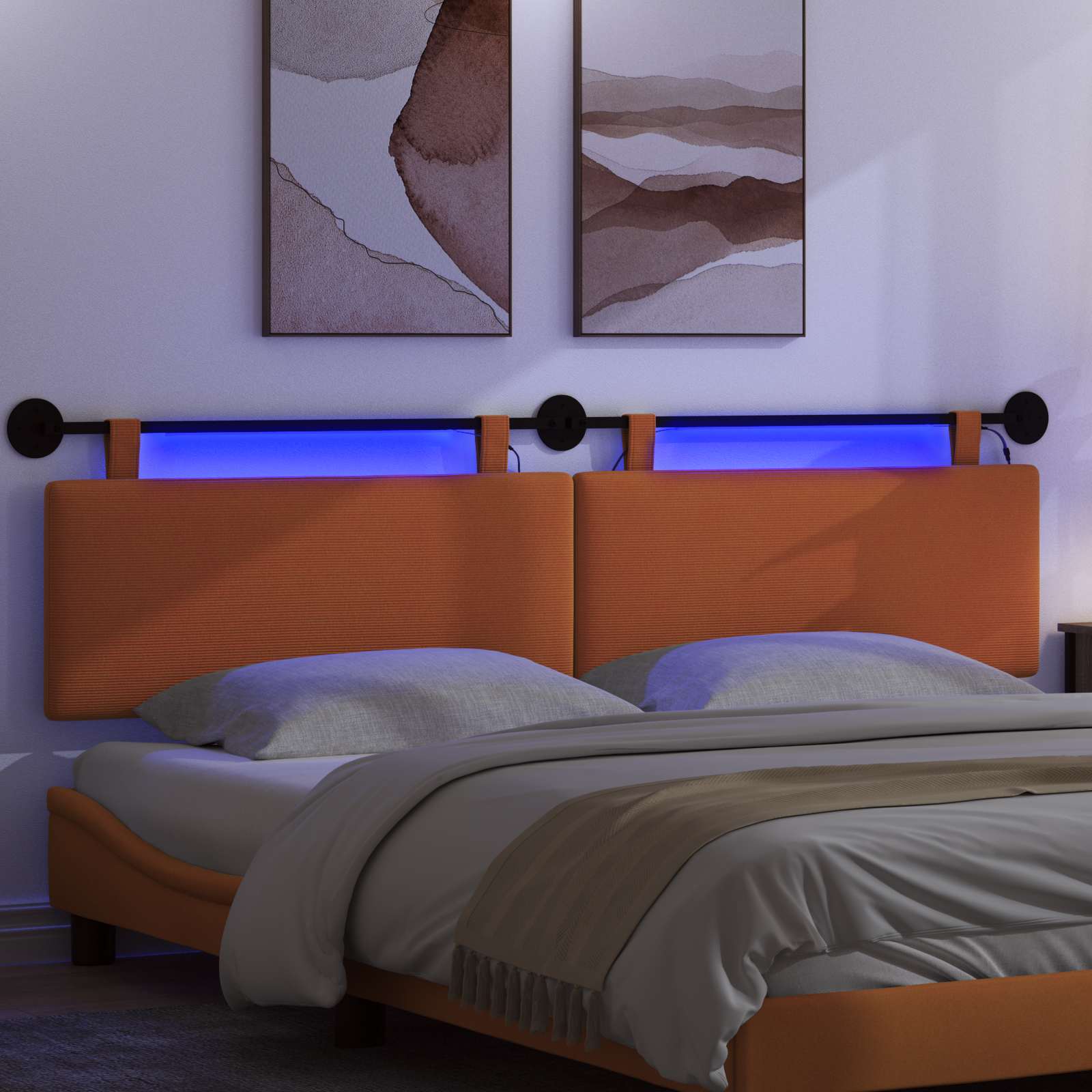 Tête de lit suspendue Orange Tissu en velours côtelé - XIOS
