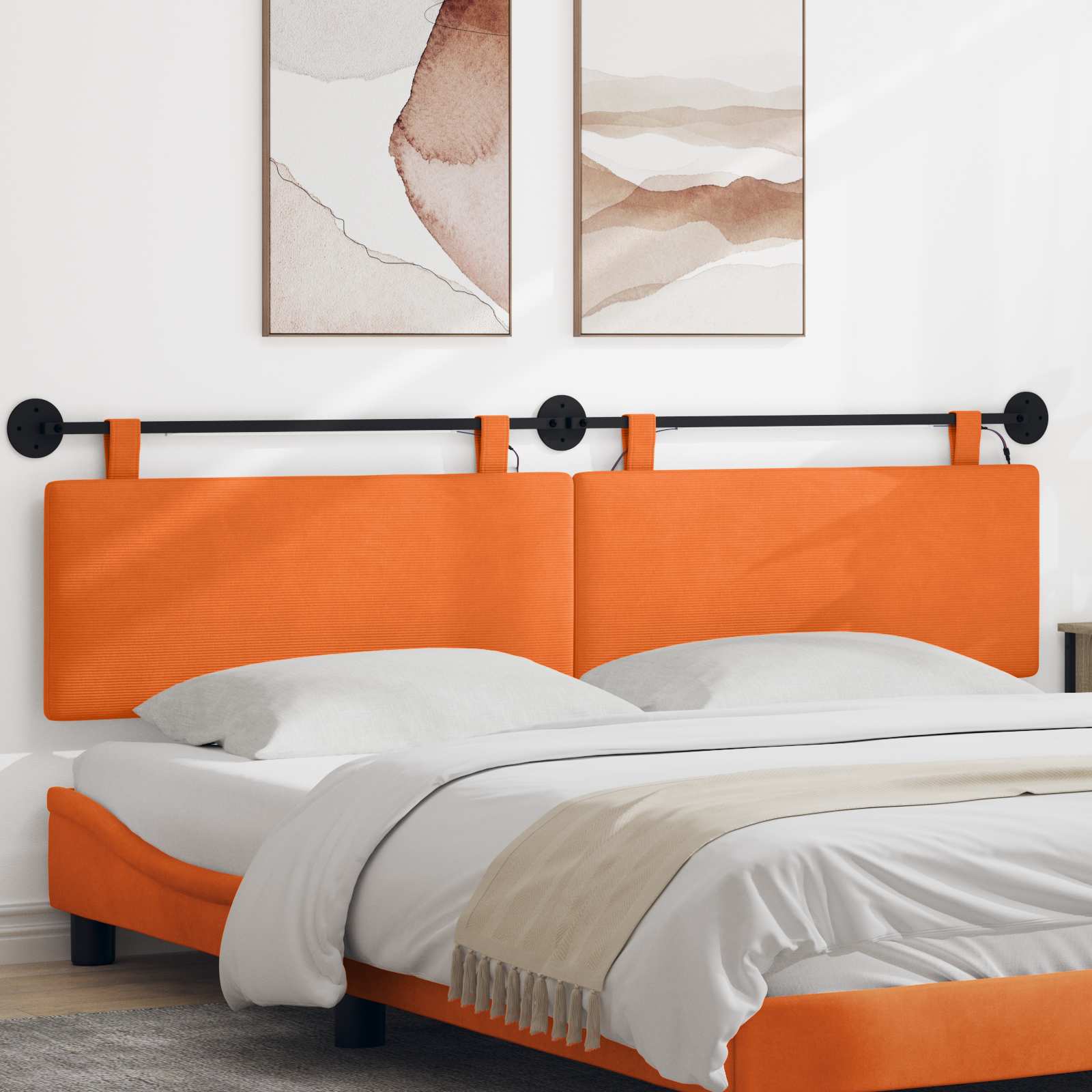 Tête de lit suspendue Orange Tissu en velours côtelé - XIOS
