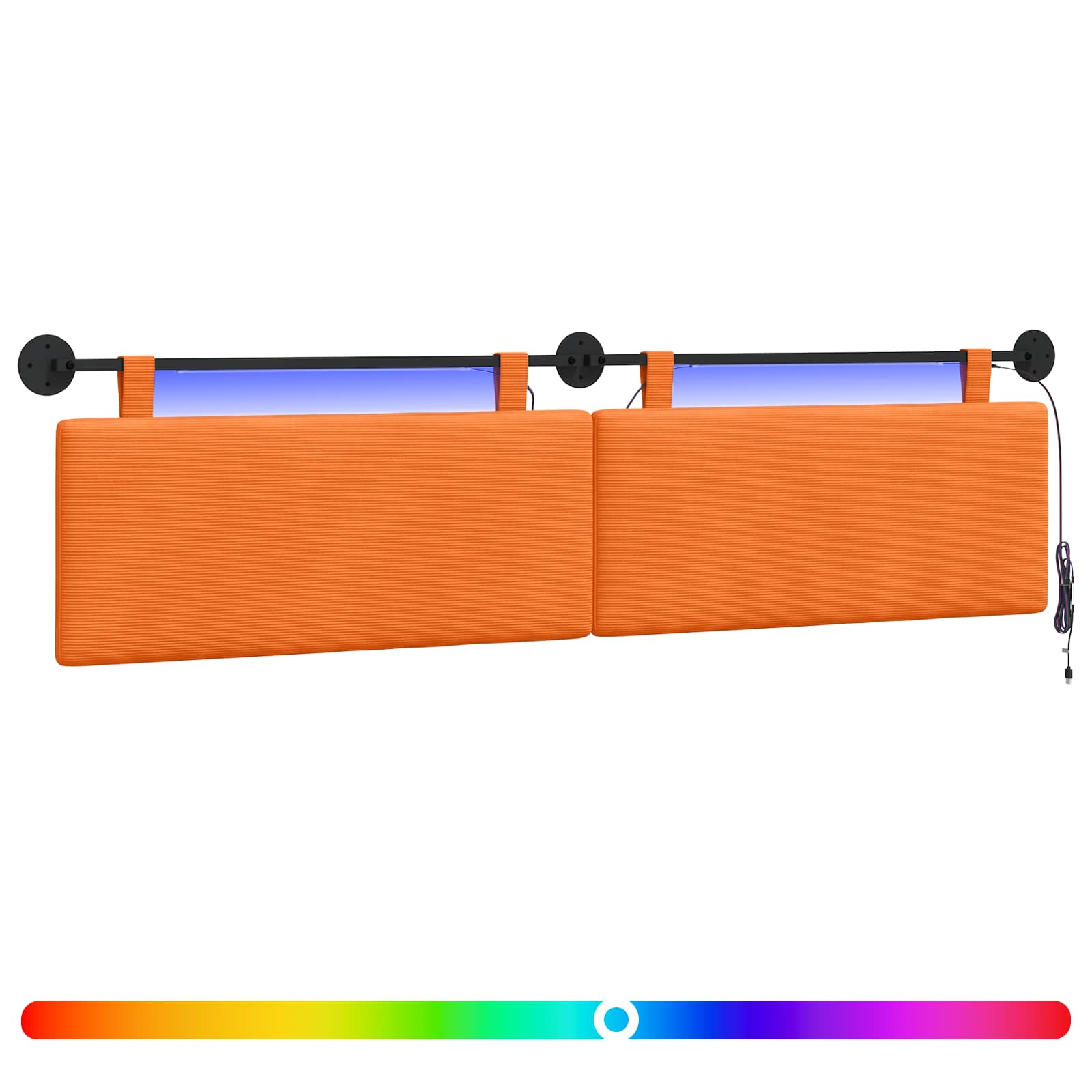 Tête de lit suspendue Orange Tissu en velours côtelé - XIOS