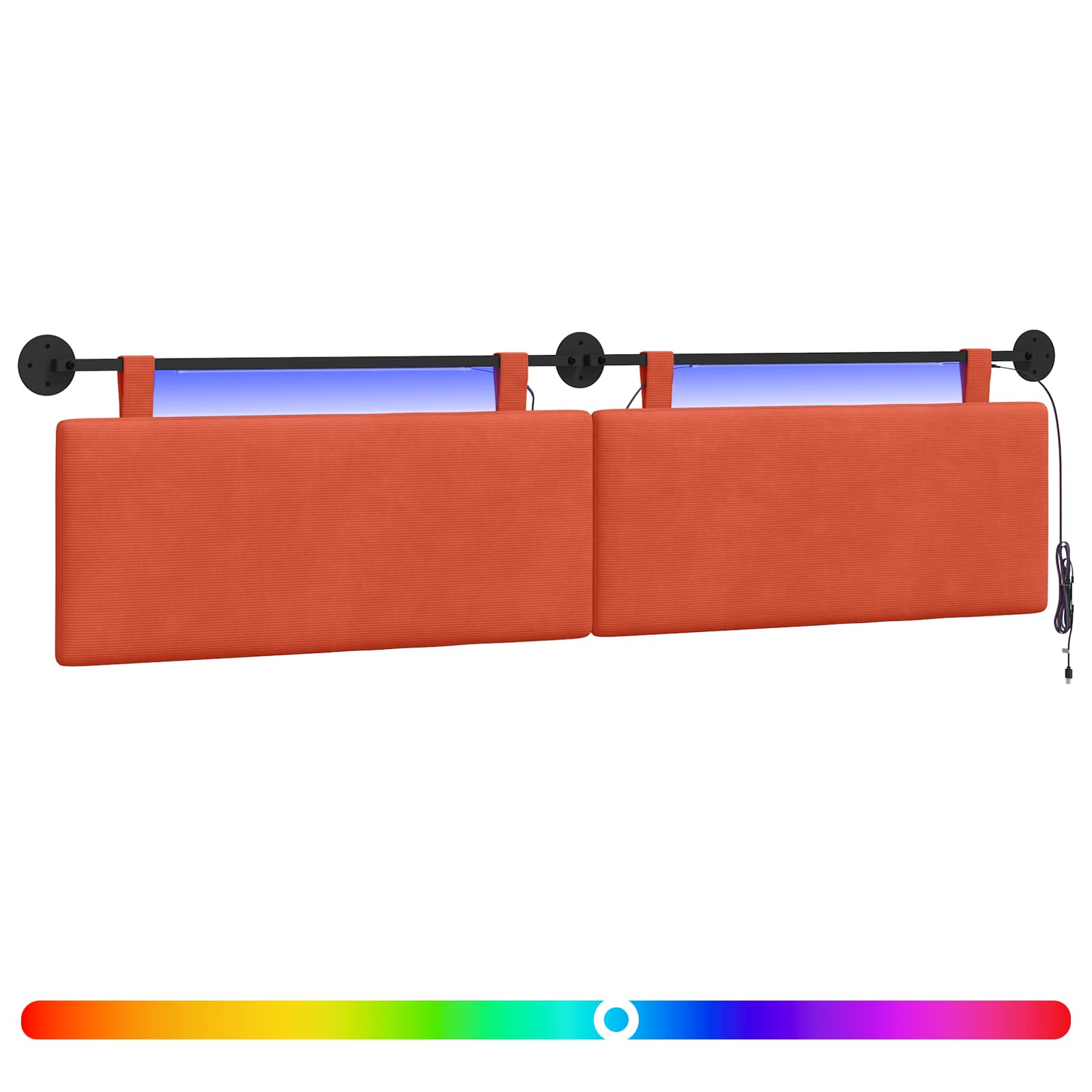 Tête de lit suspendue Rouge orange Tissu en velours côtelé - XIOS
