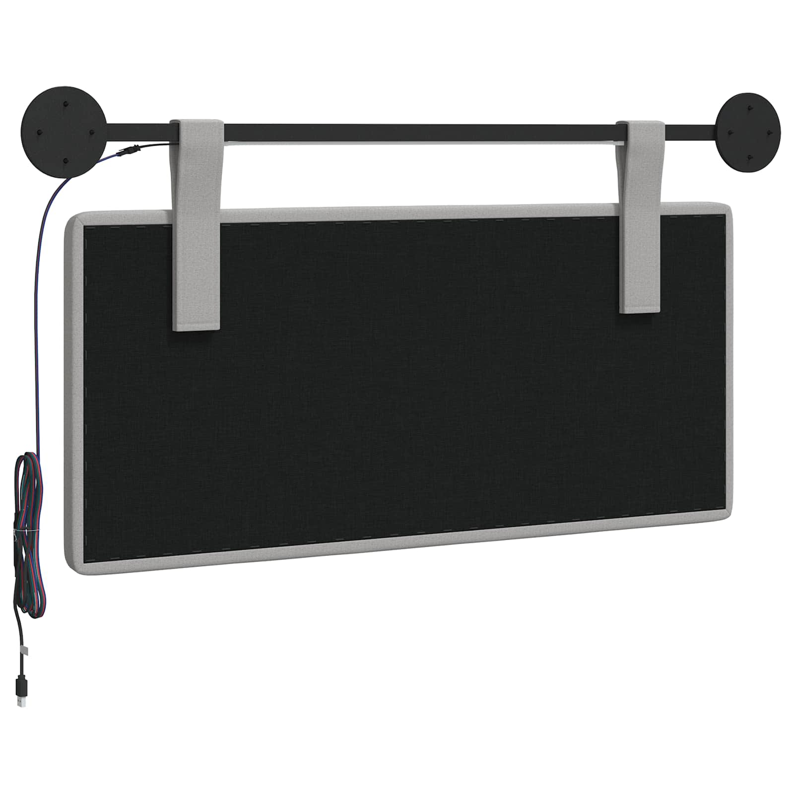 Tête de lit suspendue Avec lumière LED Gris nuage Tissu - XIOS