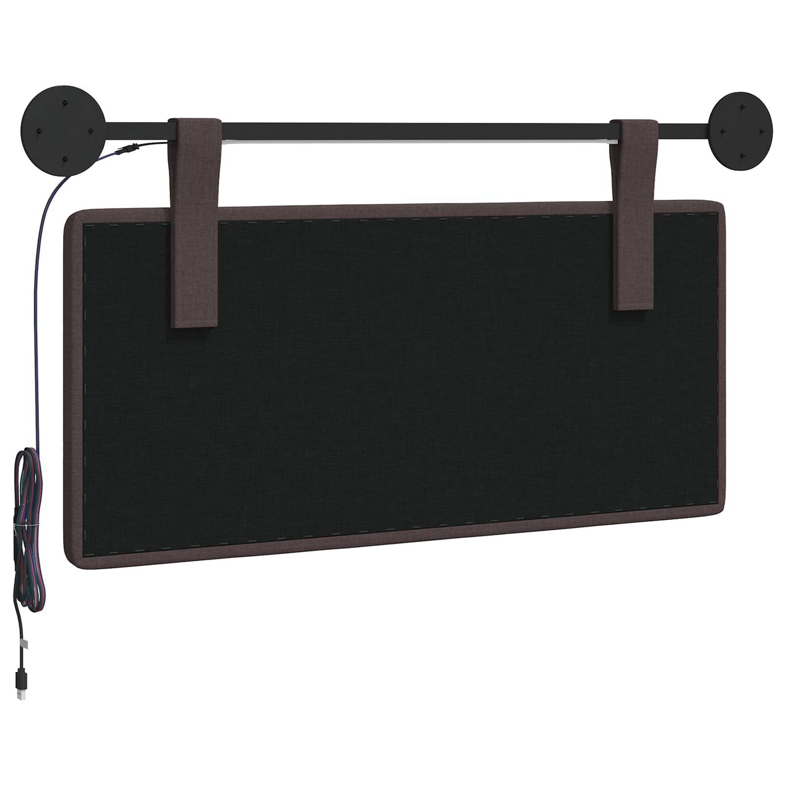 Tête de lit suspendue Avec lumière LED Marron foncé Tissu - XIOS