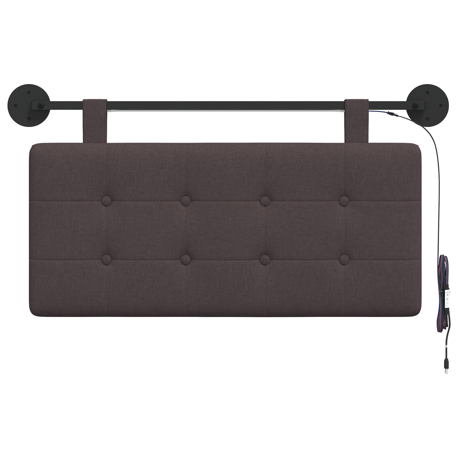 Tête de lit suspendue Avec lumière LED Marron foncé Tissu - XIOS