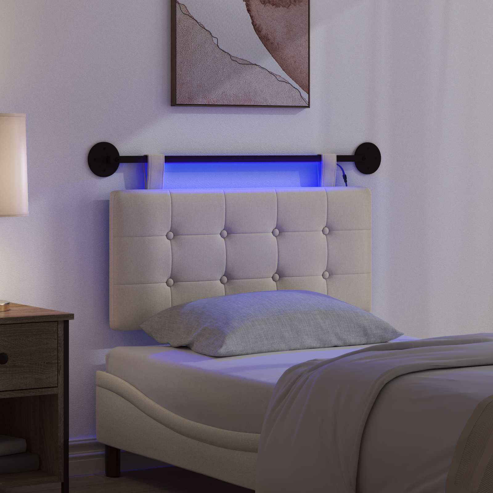 Tête de lit suspendue Avec lumière LED Crème Tissu - XIOS