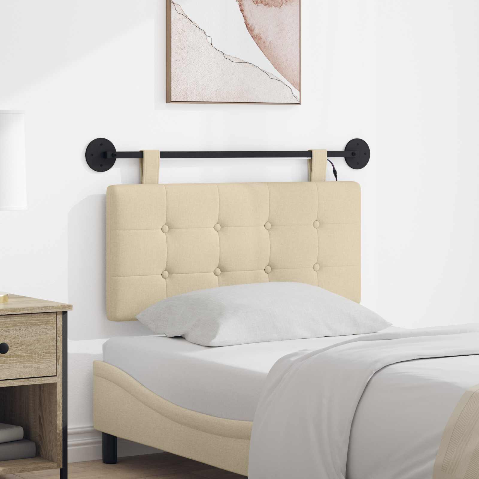 Tête de lit suspendue Avec lumière LED Crème Tissu - XIOS