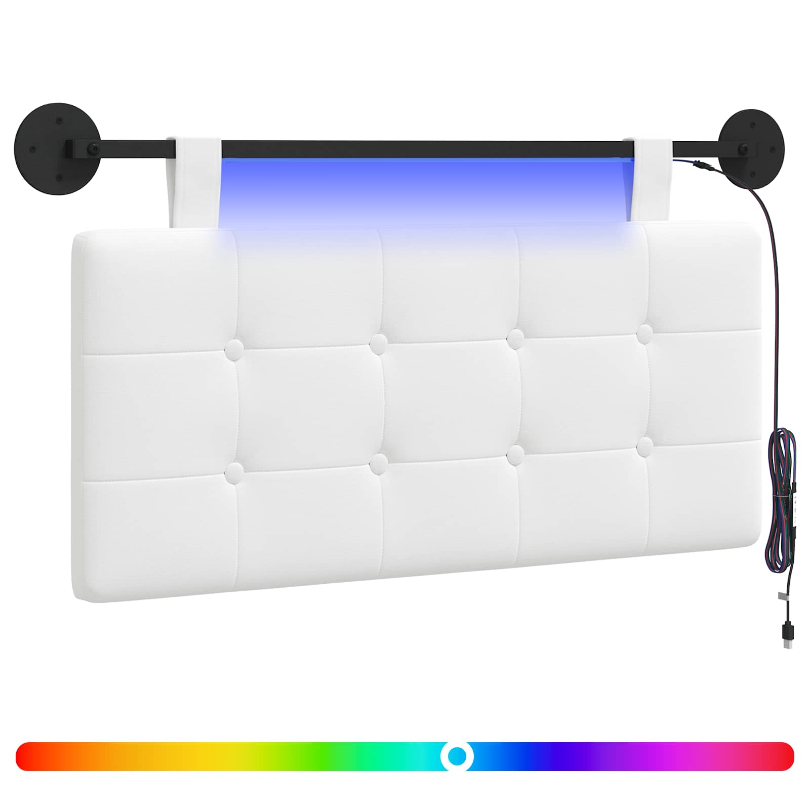 Tête de lit suspendue Avec lumière LED Blanc Tissu - XIOS