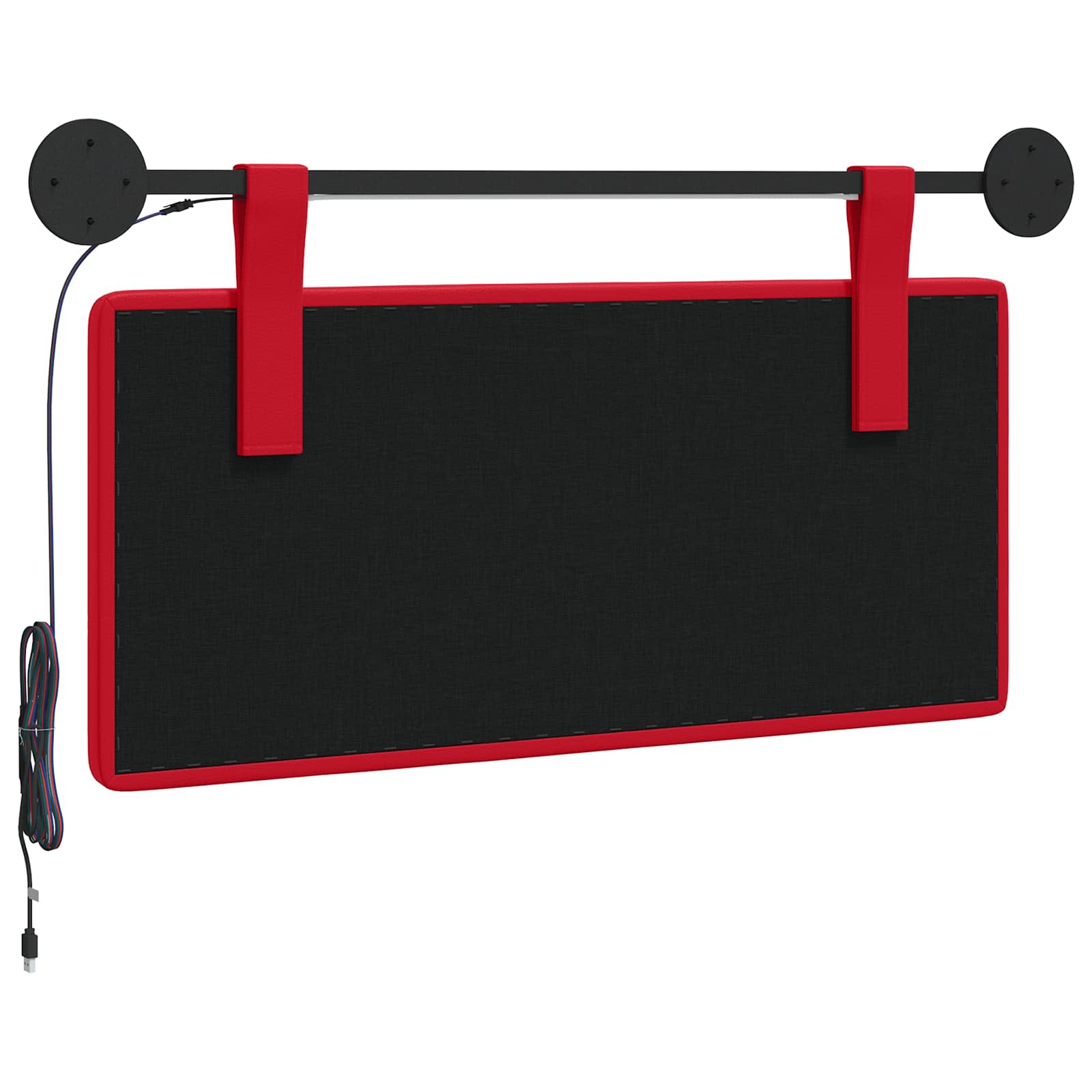 Tête de lit suspendue Avec lumière LED Rouge Simili cuir - XIOS