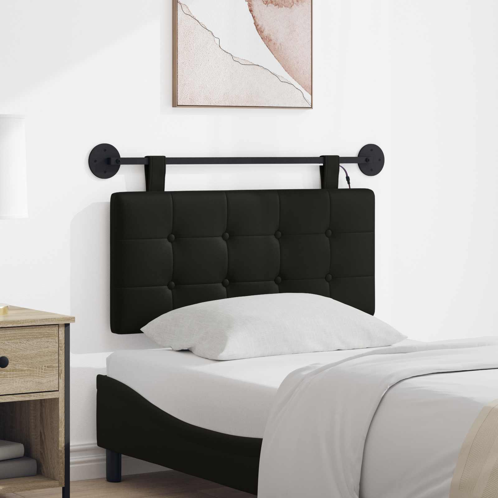 Tête de lit suspendue Avec lumière LED Noir Simili cuir - XIOS