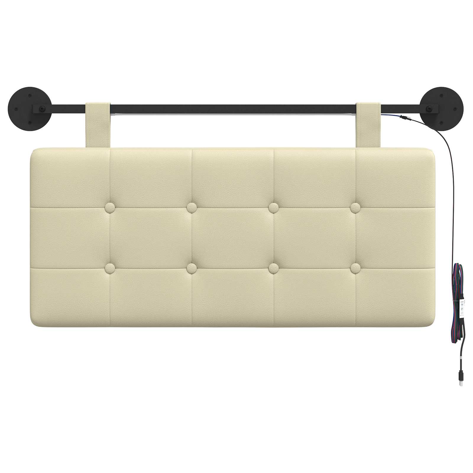 Tête de lit suspendue Avec lumière LED Crème Simili cuir - XIOS