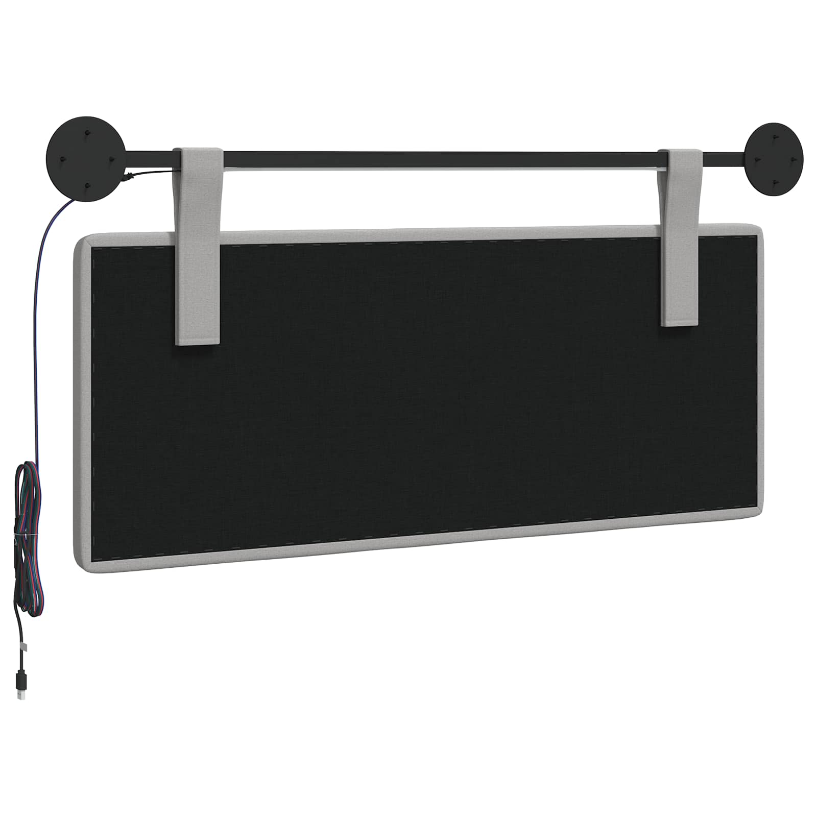 Tête de lit suspendue Avec lumière LED Gris nuage Tissu - XIOS