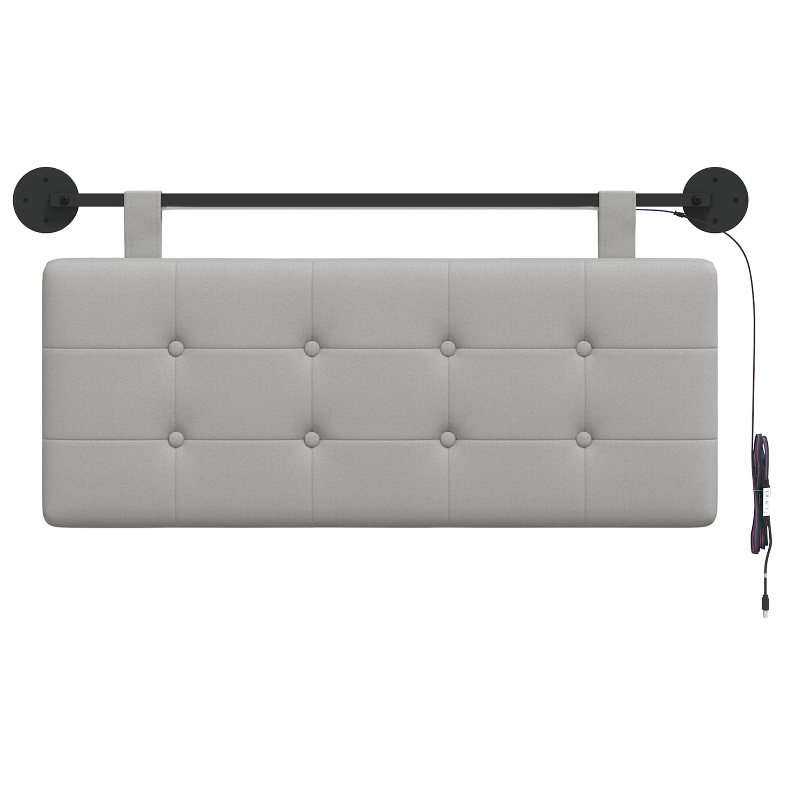 Tête de lit suspendue Avec lumière LED Gris nuage Tissu - XIOS