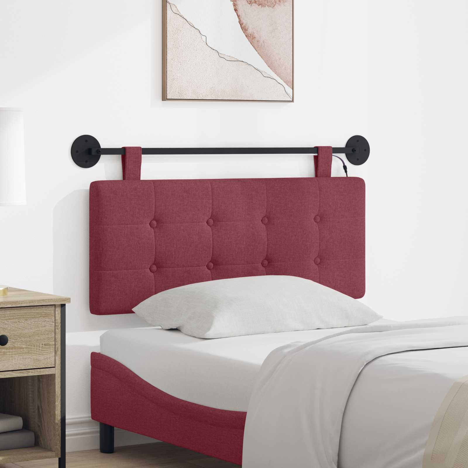 Tête de lit suspendue Avec lumière LED Bordeaux Tissu - XIOS