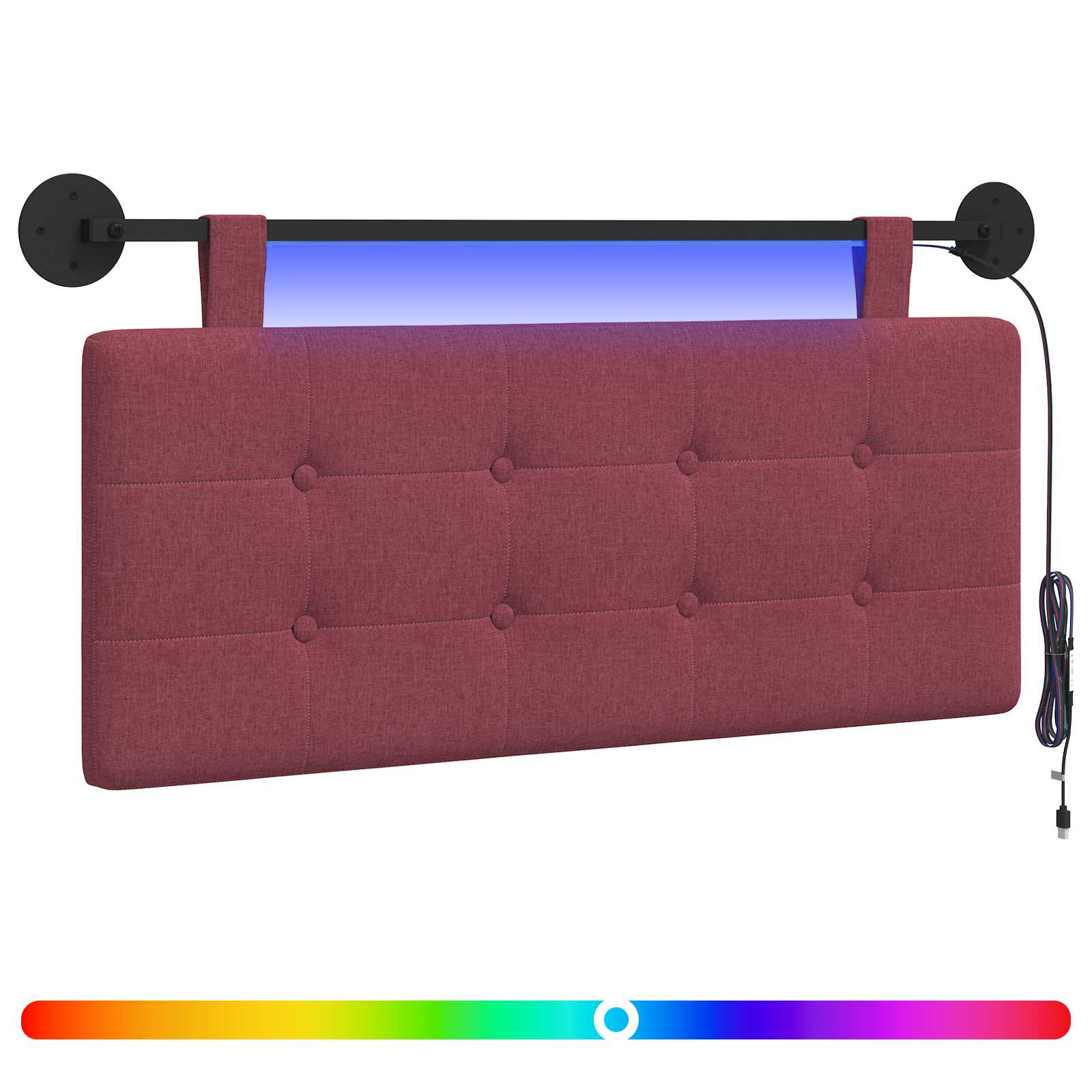 Tête de lit suspendue Avec lumière LED Bordeaux Tissu - XIOS