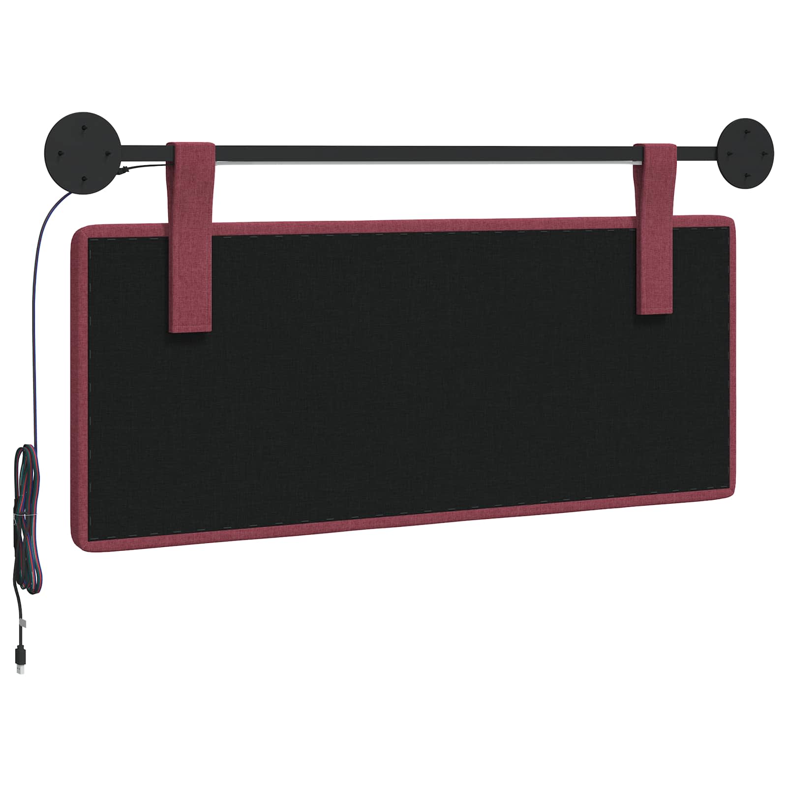 Tête de lit suspendue Avec lumière LED Bordeaux Tissu - XIOS