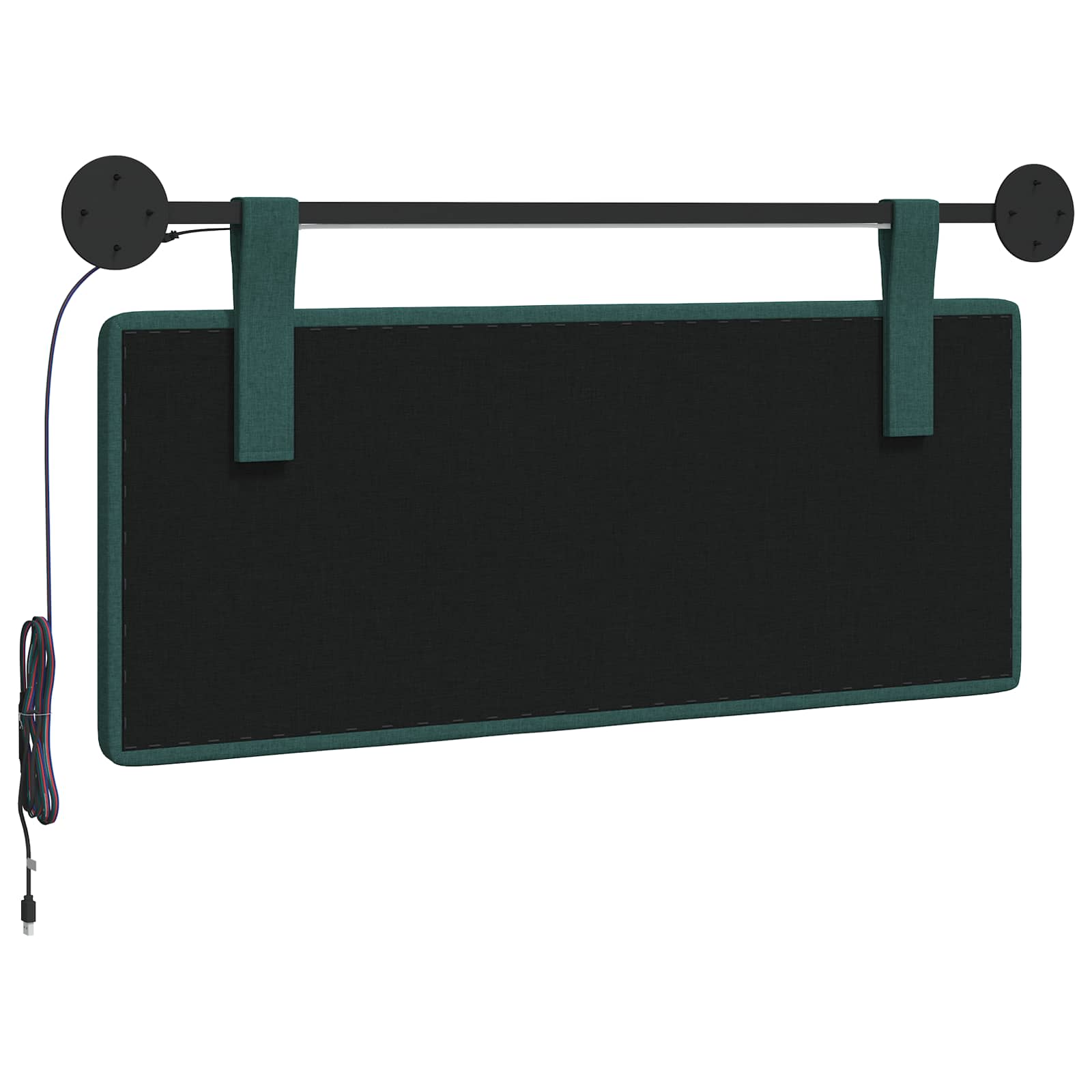 Tête de lit suspendue Avec lumière LED Vert foncé Tissu - XIOS