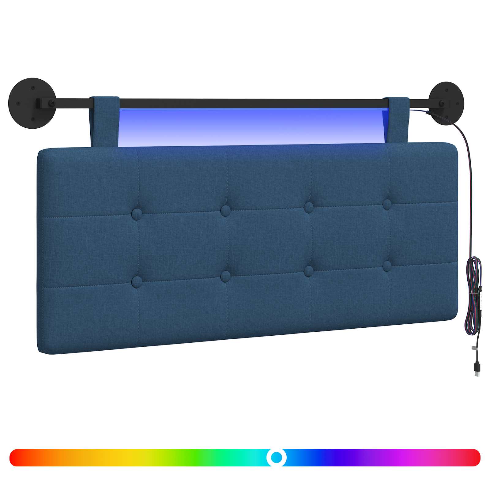 Tête de lit suspendue Avec lumière LED Bleu Tissu - XIOS
