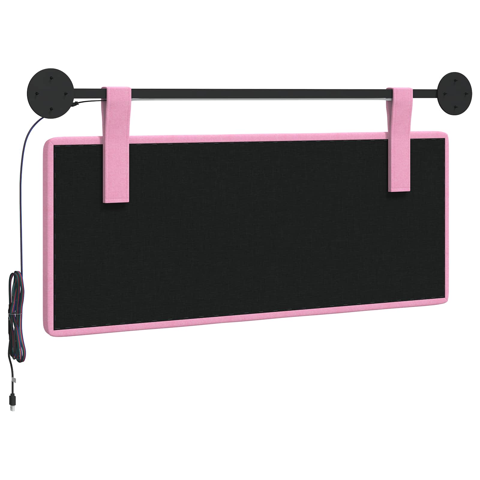 Tête de lit suspendue Avec lumière LED Rose Tissu - XIOS
