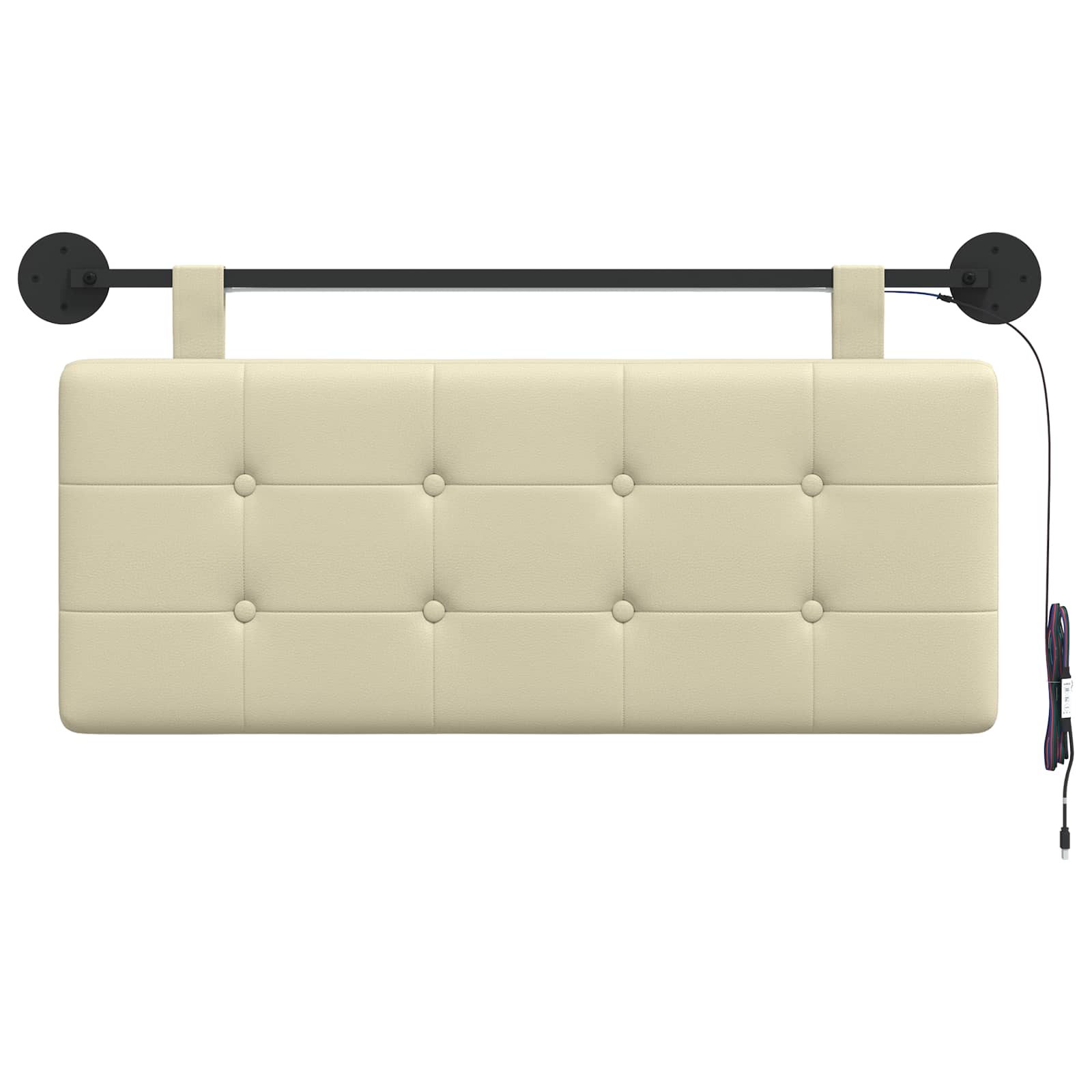 Tête de lit suspendue Avec lumière LED Crème Simili cuir - XIOS