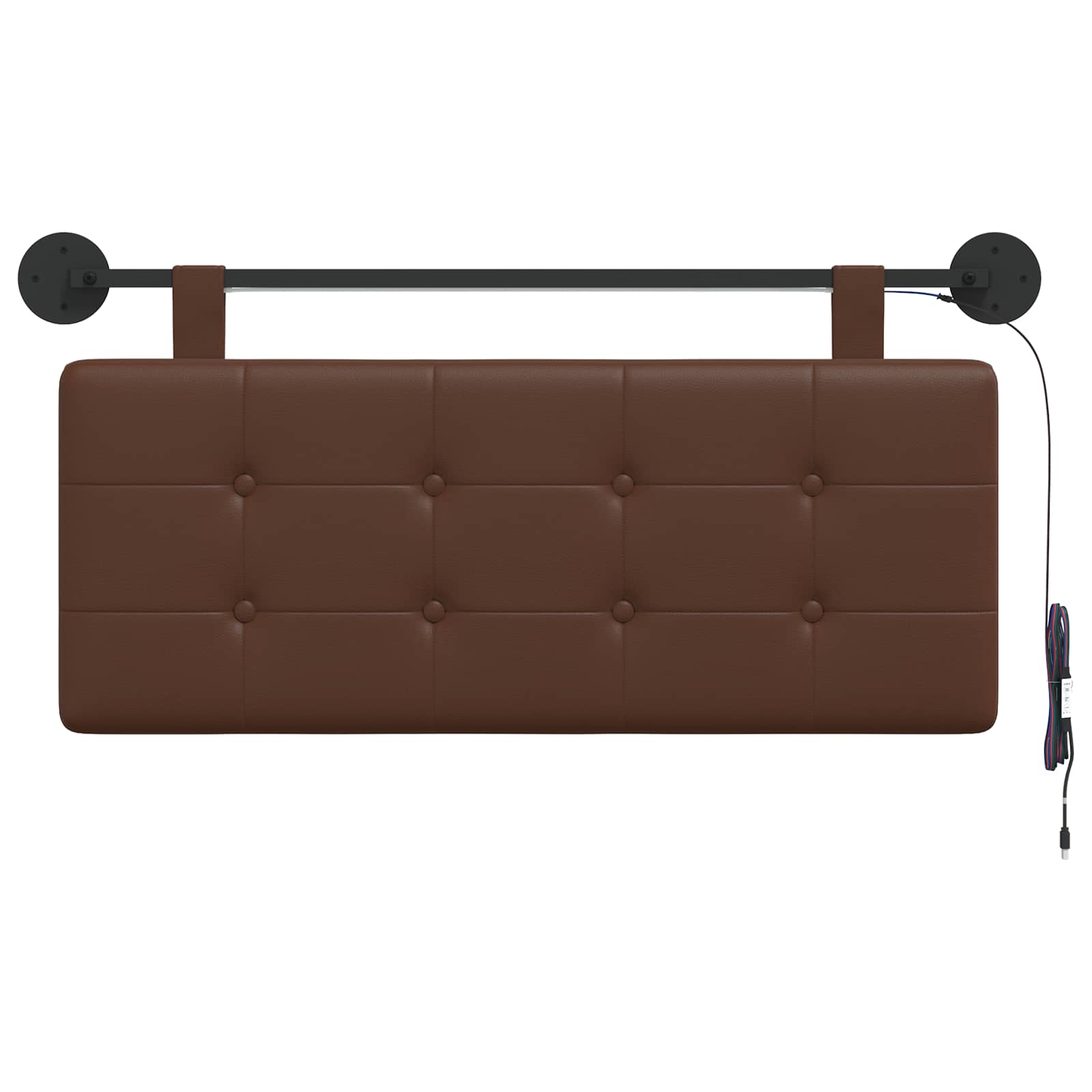 Tête de lit suspendue Avec lumière LED Marron Simili cuir - XIOS