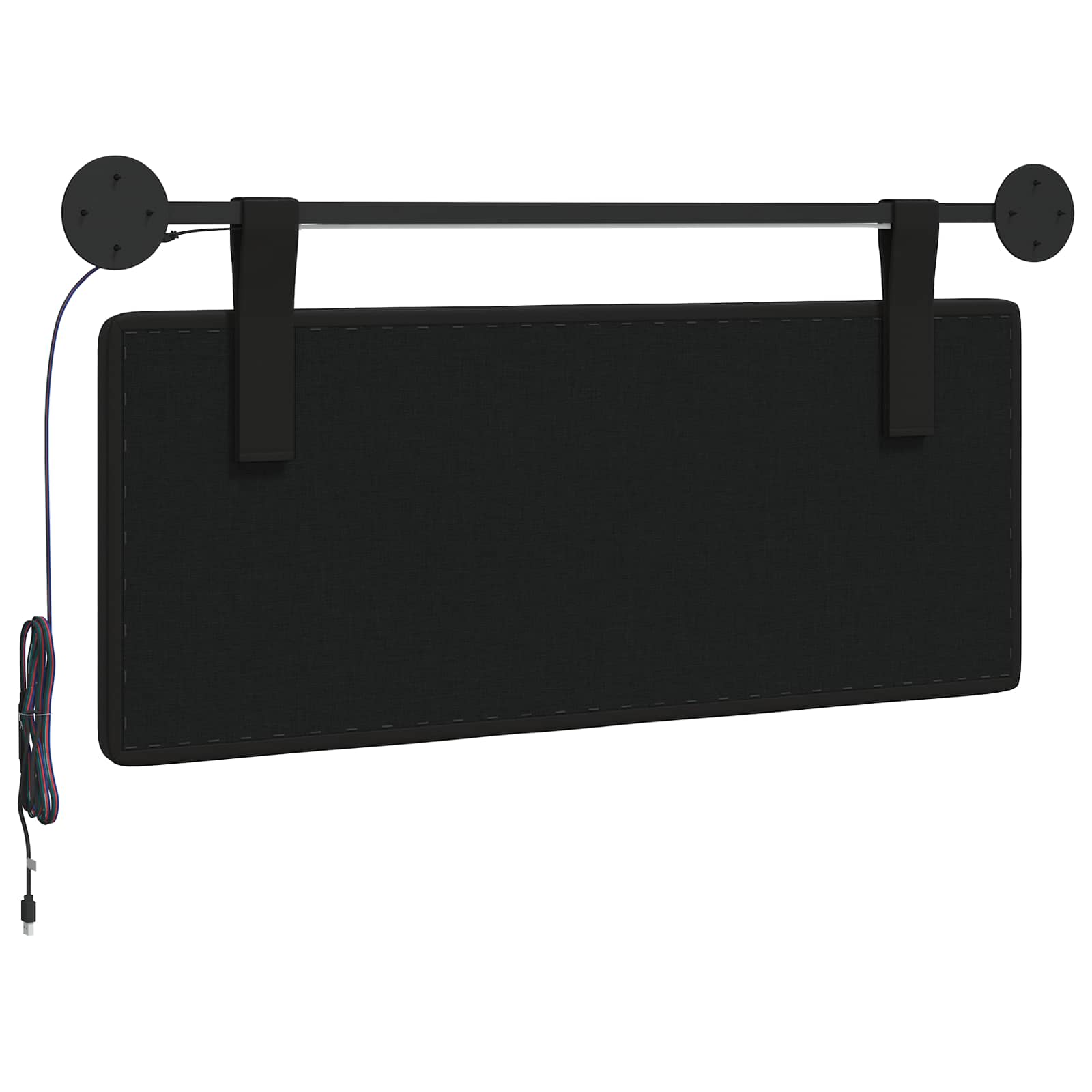 Tête de lit suspendue Avec lumière LED Noir Simili cuir - XIOS