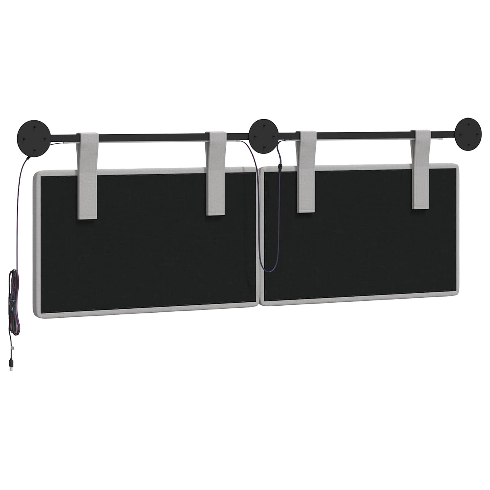 Tête de lit suspendue Avec lumière LED Gris nuage Tissu - XIOS