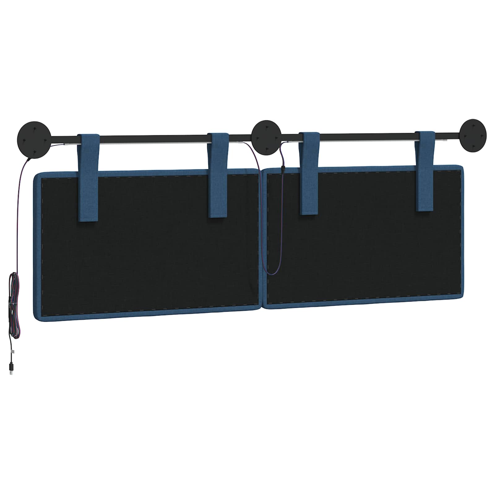 Tête de lit suspendue Avec lumière LED Bleu Tissu - XIOS