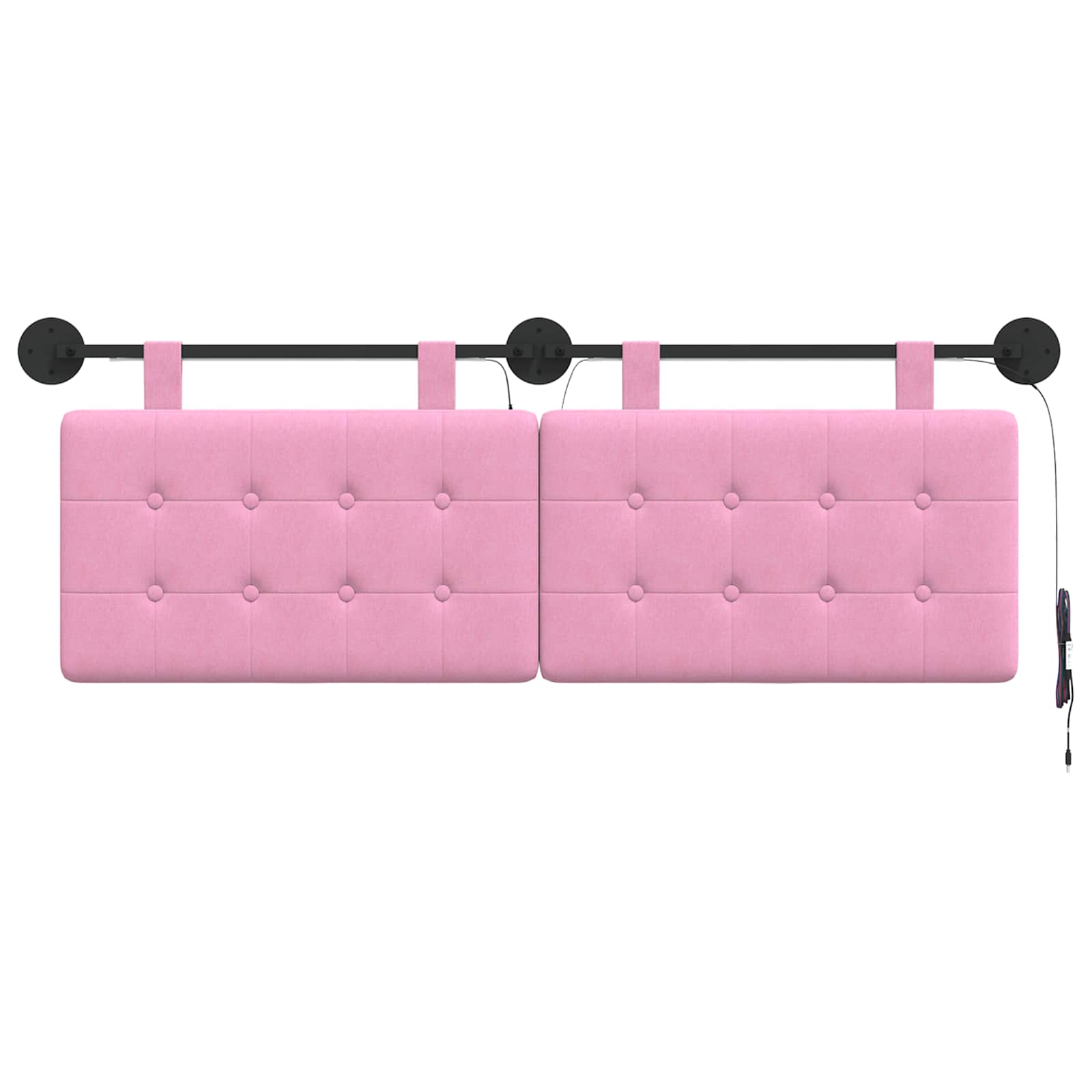 Tête de lit suspendue Avec lumière LED Rose Tissu - XIOS