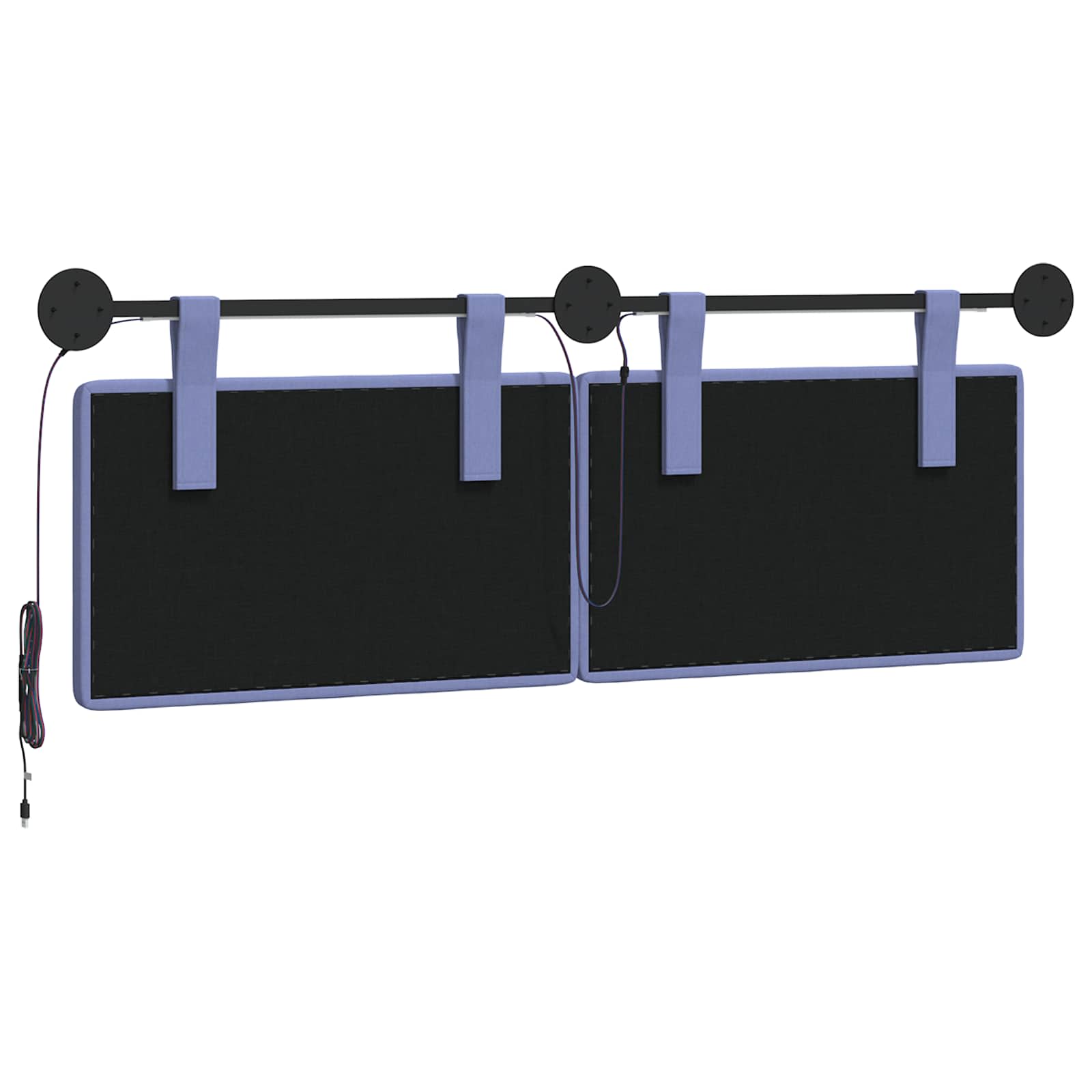 Tête de lit suspendue Avec lumière LED Bleu denim Tissu - XIOS