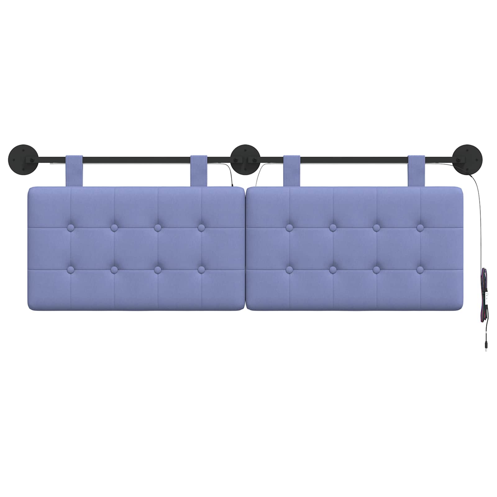 Tête de lit suspendue Avec lumière LED Bleu denim Tissu - XIOS